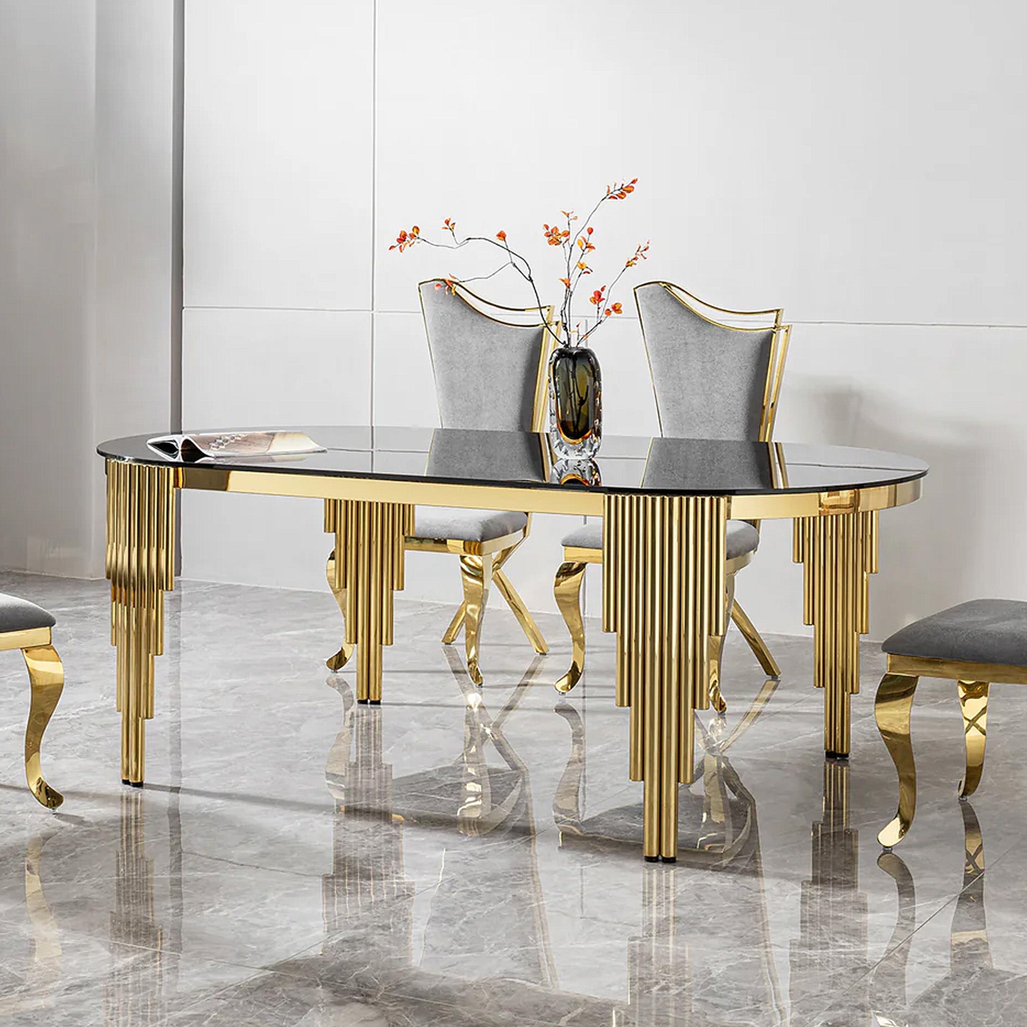 12mm Tempered Black Glass Dining Table