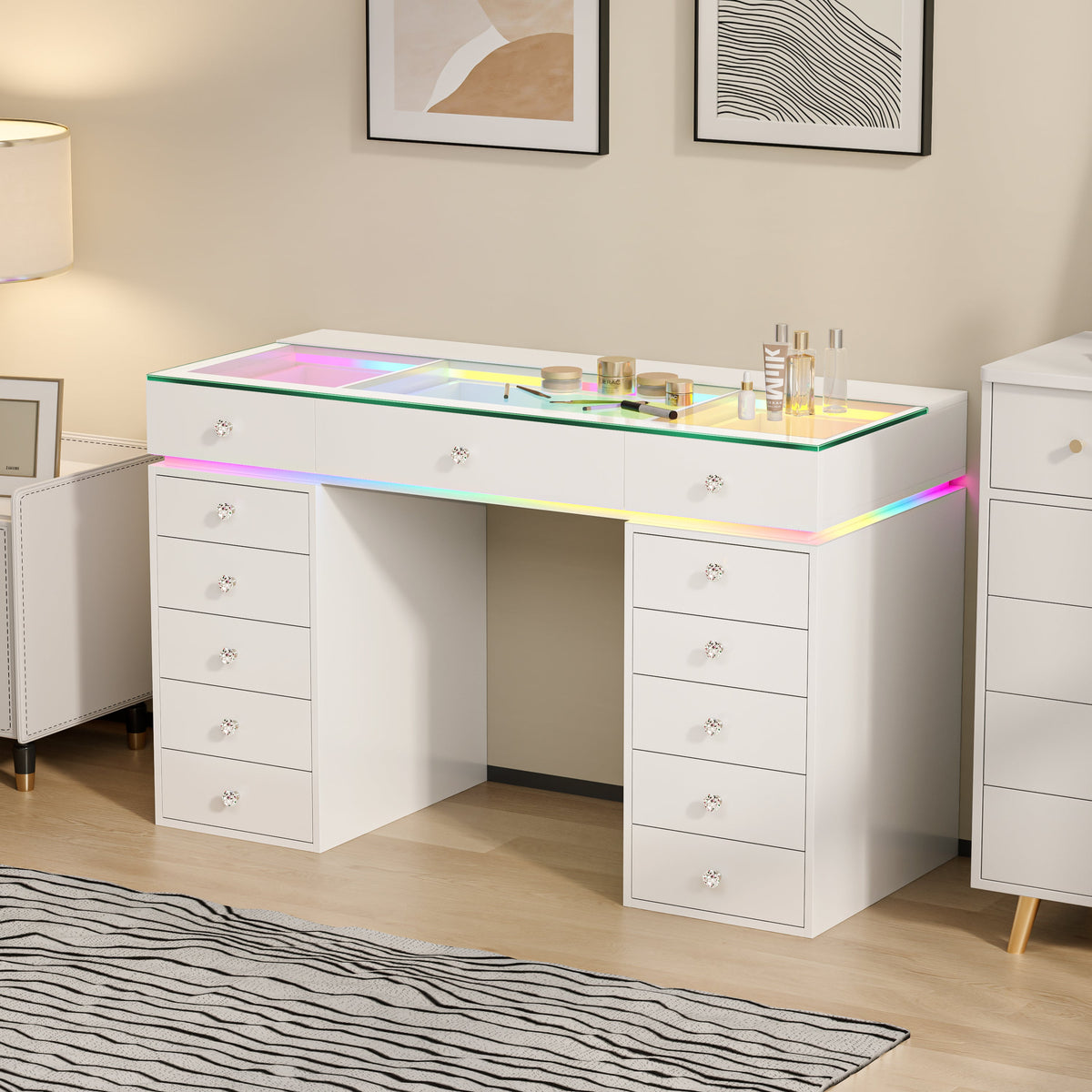 VANITII Mini Eva Vanity Desk-13 Storage Drawers