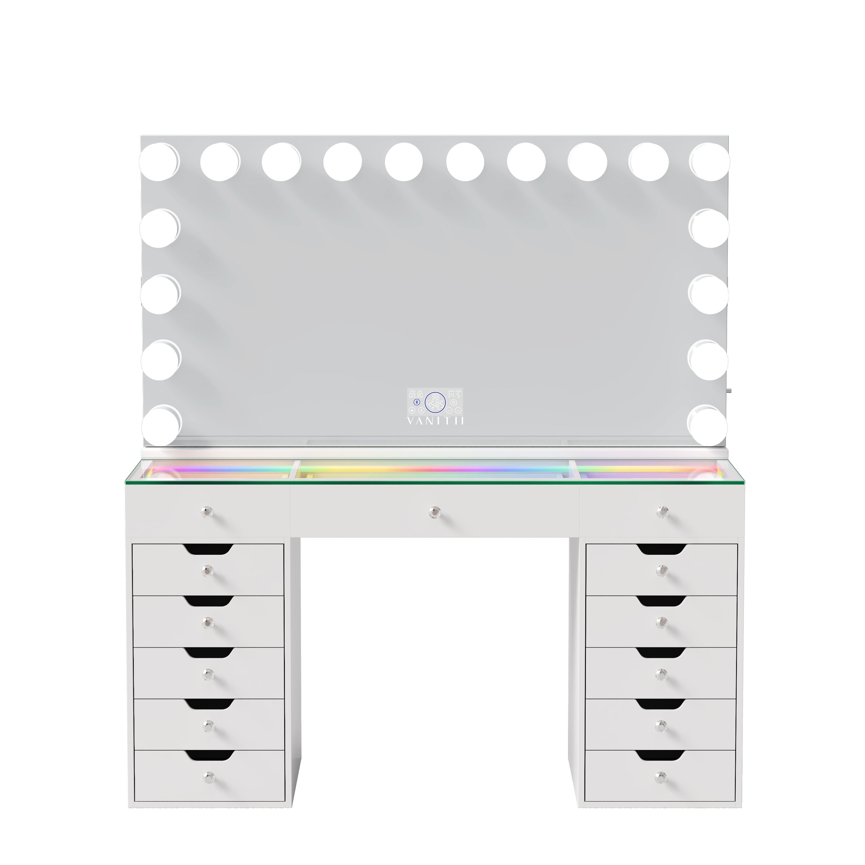 VANITII EVA vanity set with 18 bulbs Hollywood vanity mirror and drawers