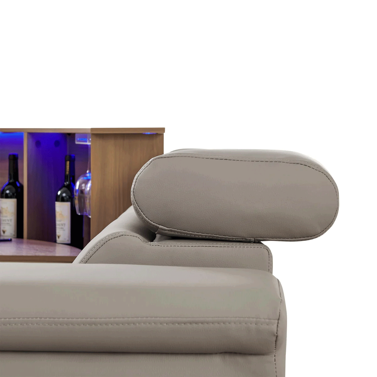 Luxury Leather Power Recliner with Rising Cabinet-Light Gray