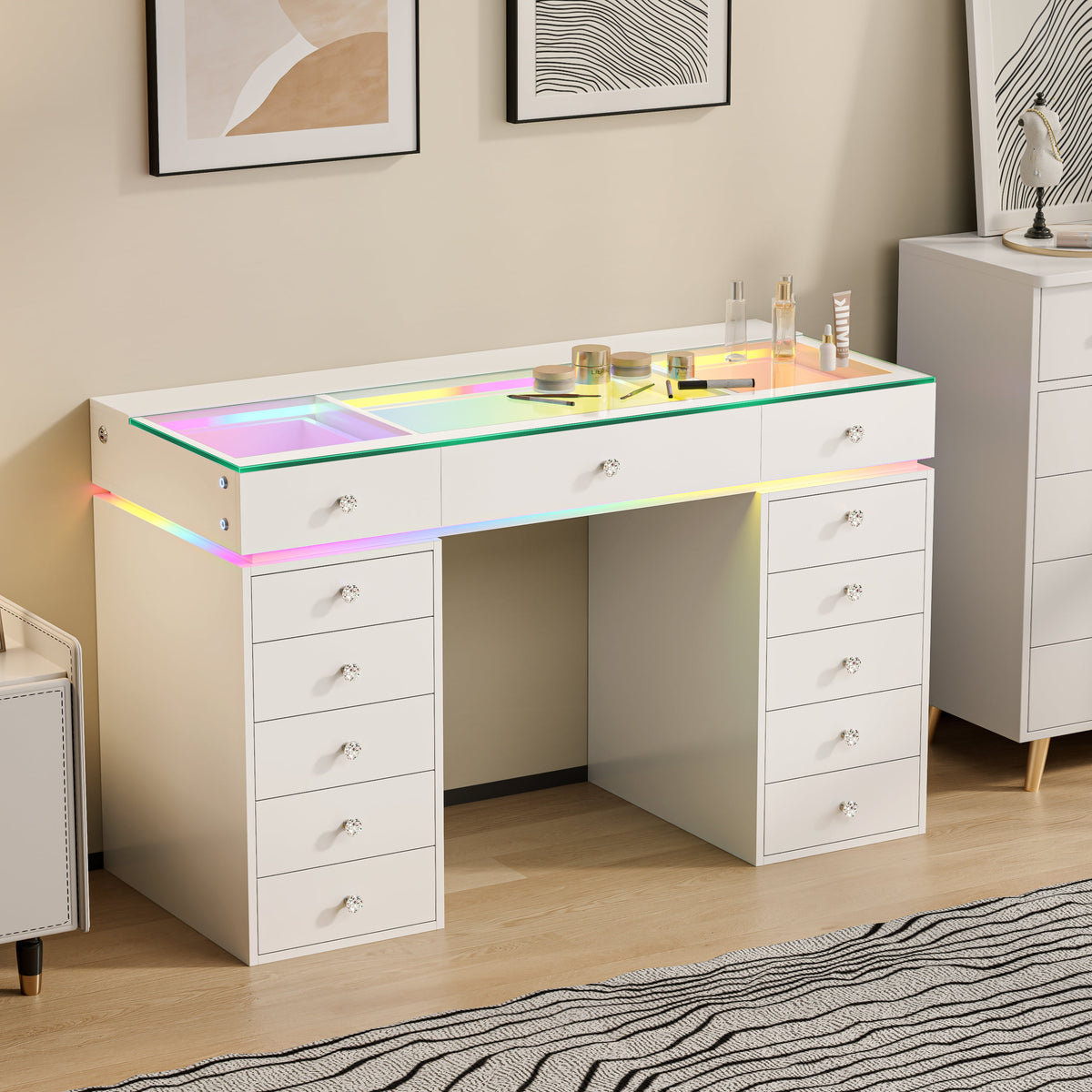 VANITII Mini Eva Vanity Desk-13 Storage Drawers