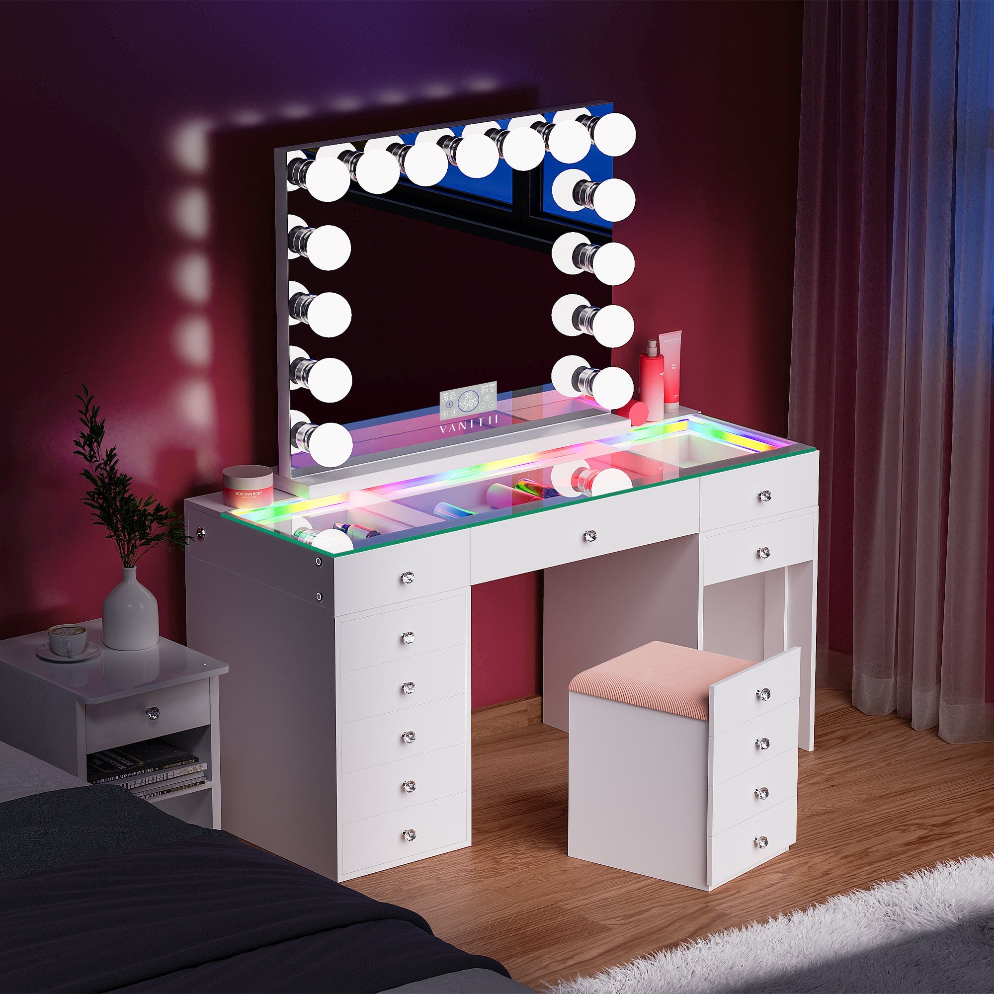 New Release ! VANITII Eva Vanity Set-12 Storage Drawers Set with Marilyn Vanity Mirror