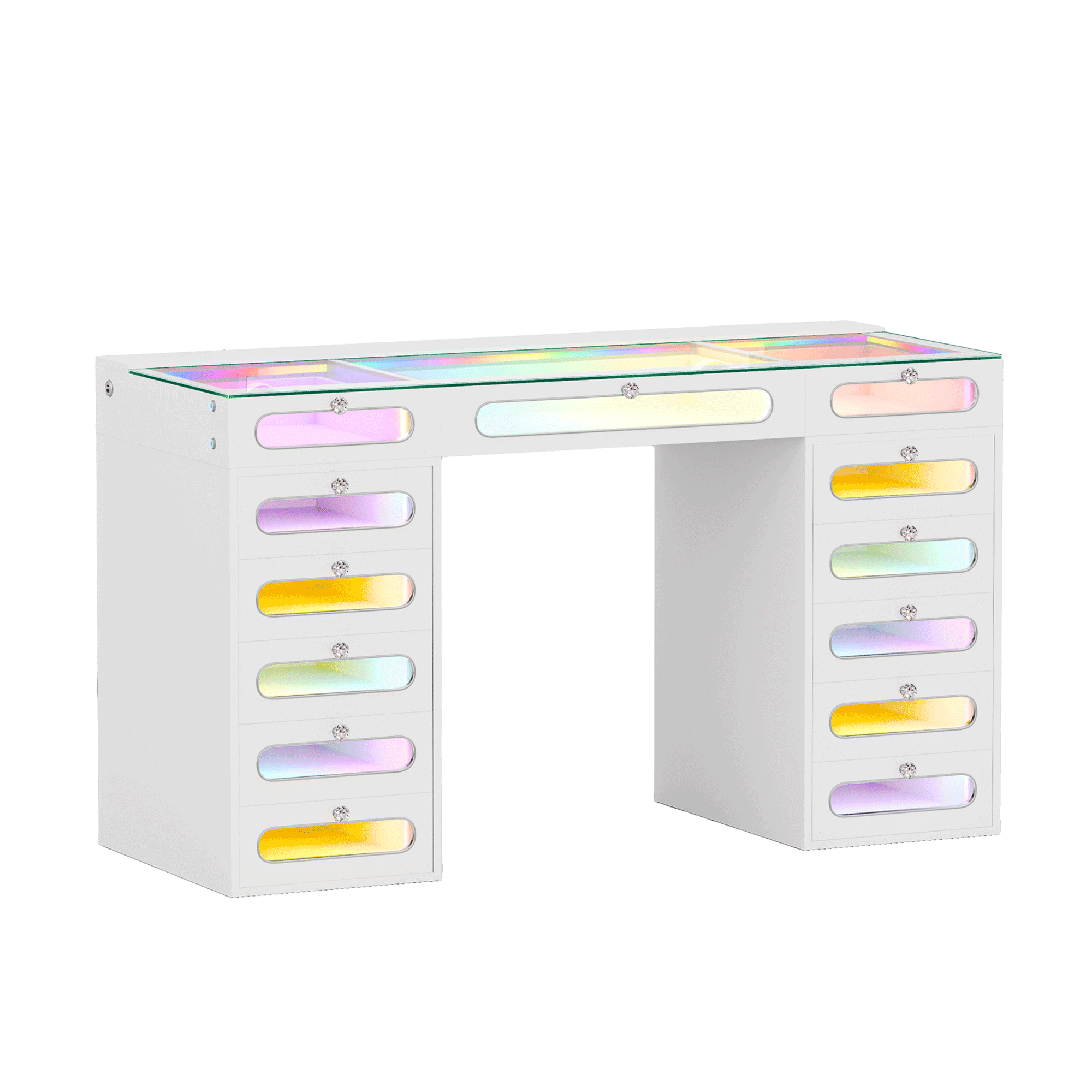 VANITII Priscilla Vanity Desk With 13 Storage Drawers