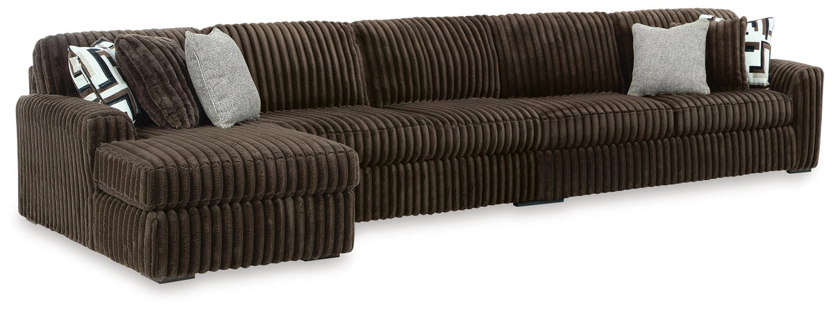 Midnight-Madness Sectional with Chaise - Chocolate