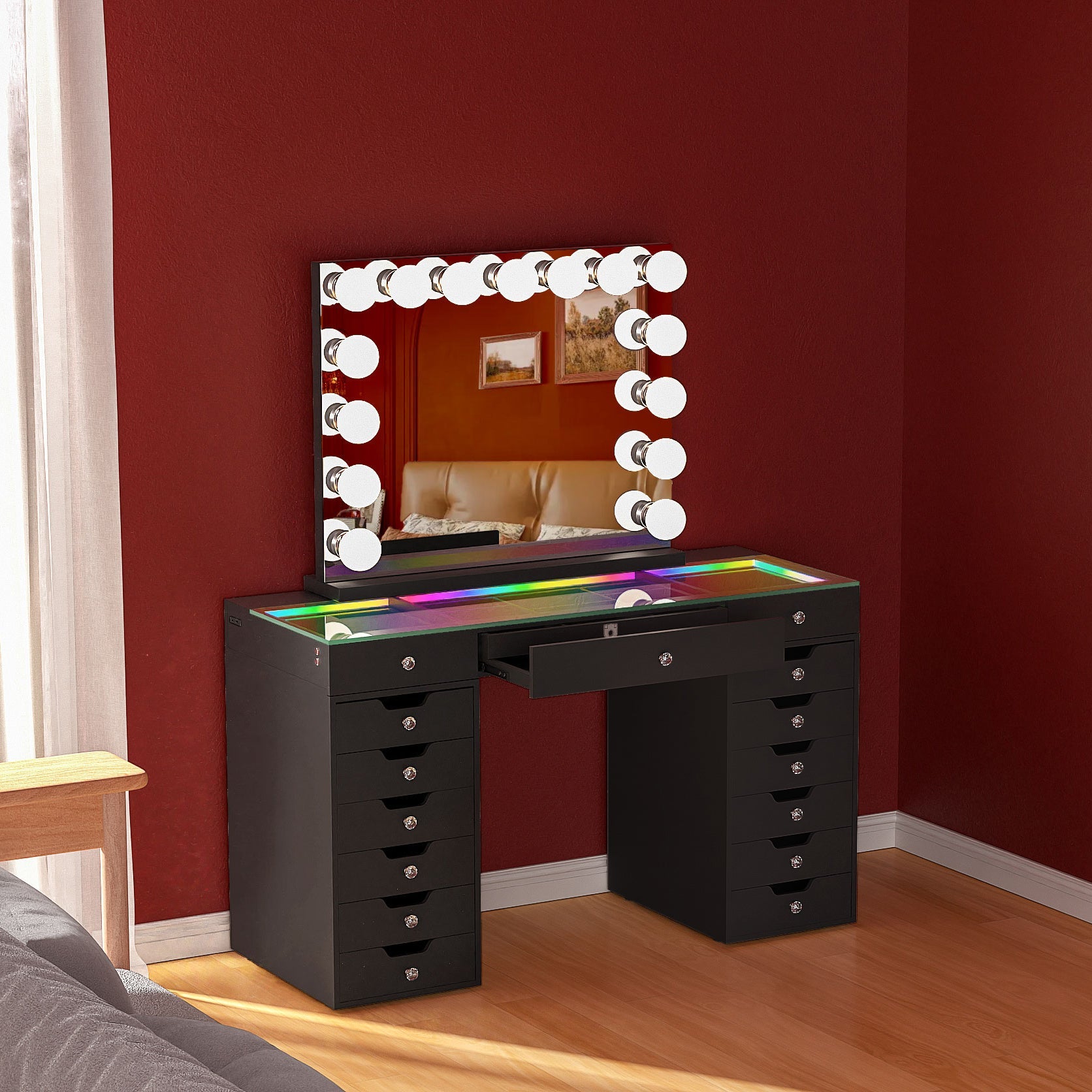 Promotion! VANITII Lisa Vanity Set with Marilyn Vanity Mirror