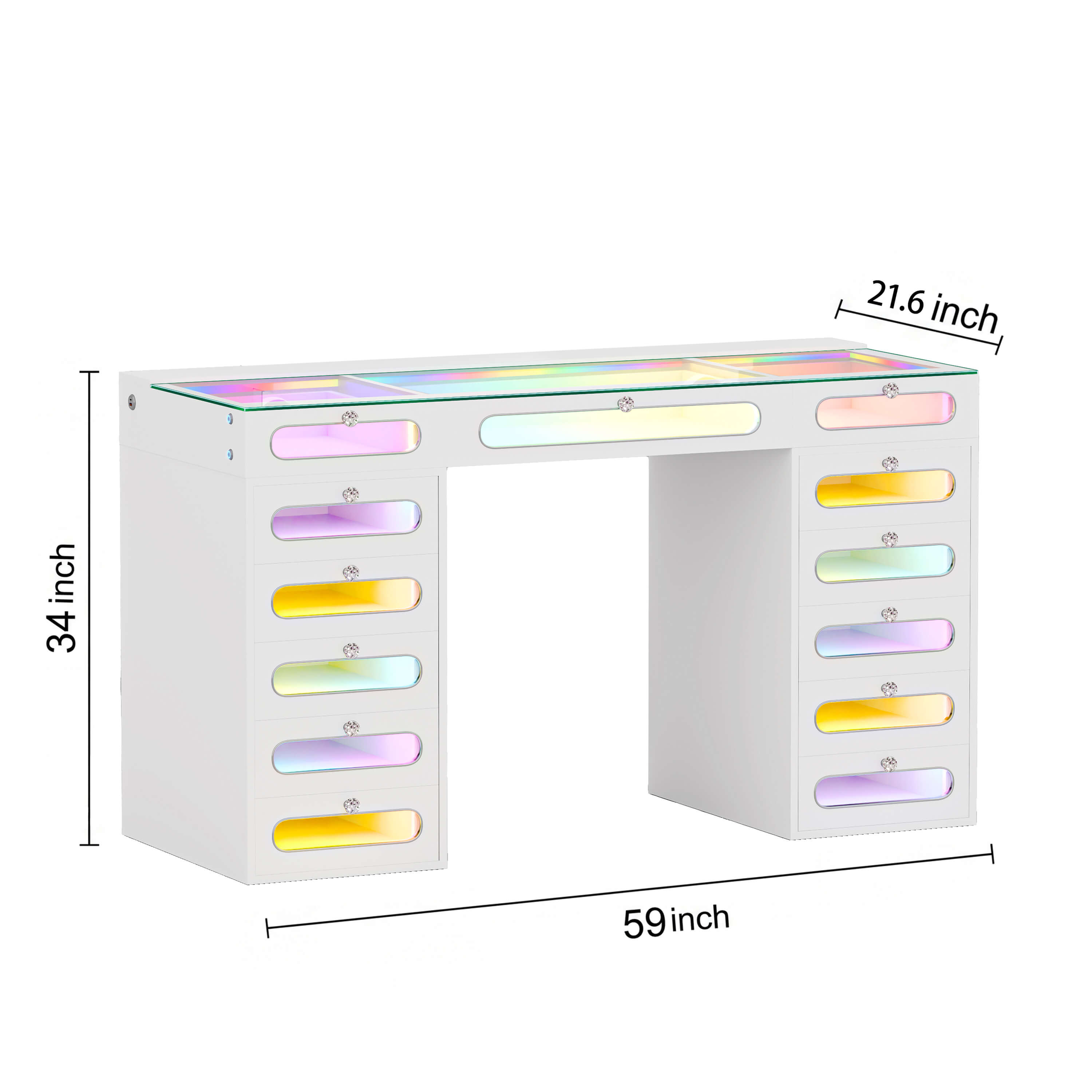 VANITII Priscilla Vanity Desk With 13 Storage Drawers
