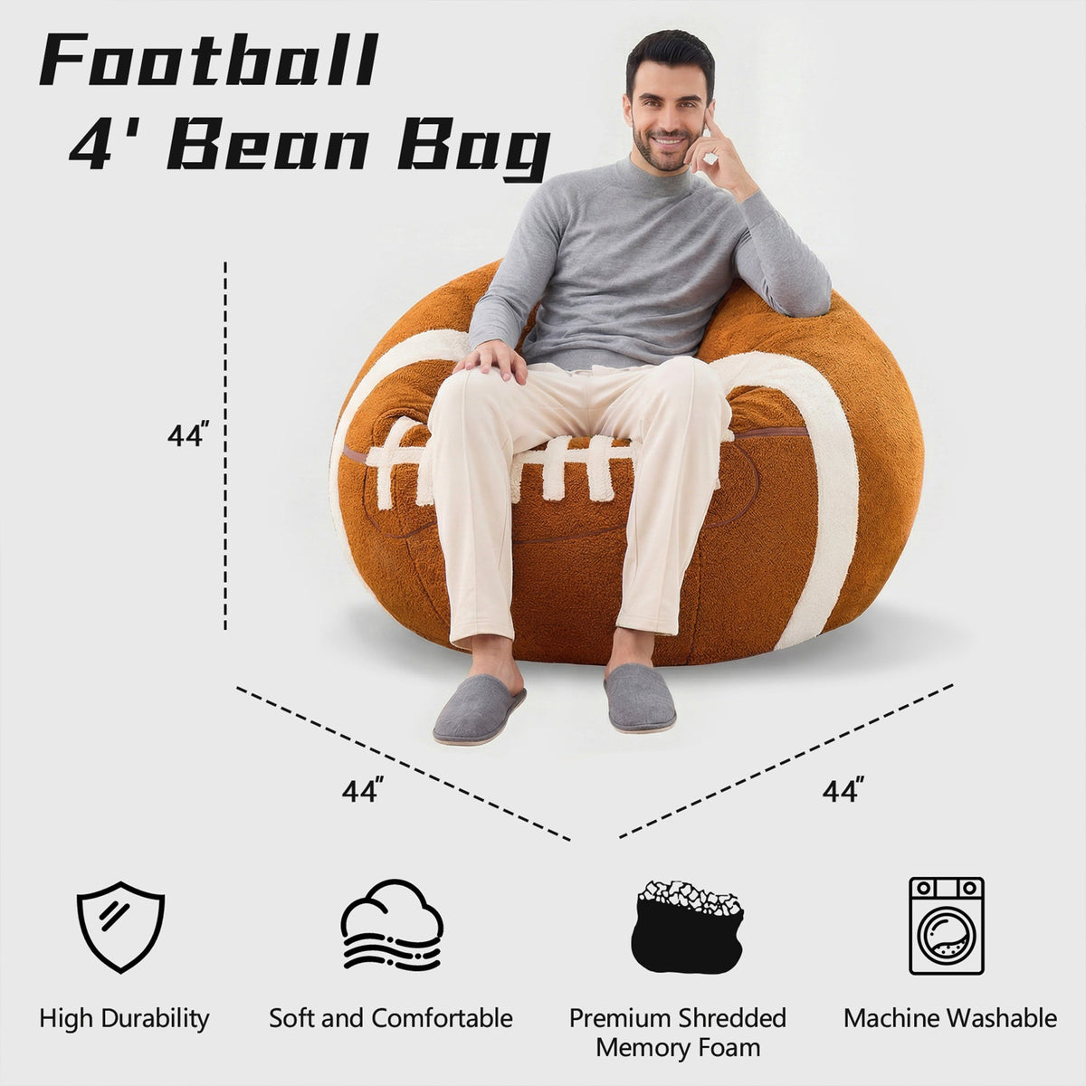 Size of Oversized Sports Bean Bag Chair