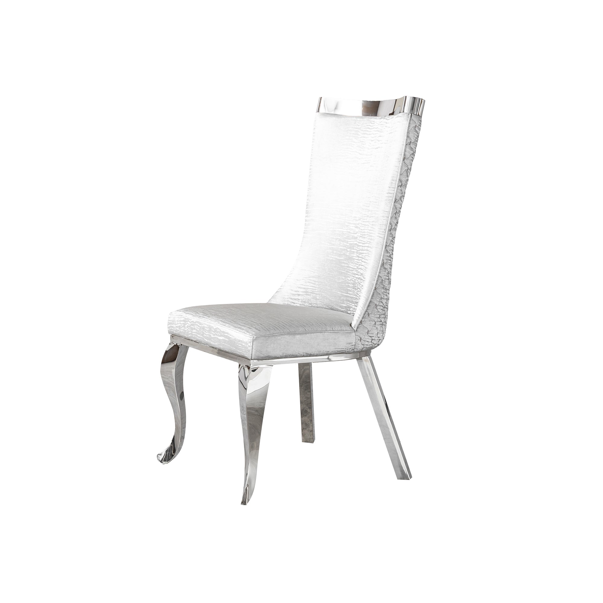 201 Stainless Steel Dining Chair-Modern High Back & Curved Leg