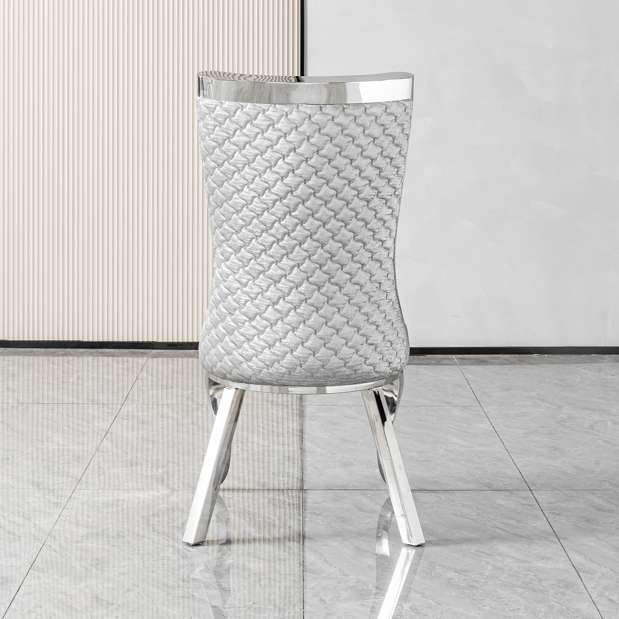 Sleek High Back Design：Tall curved backrest with unique embossed pattern