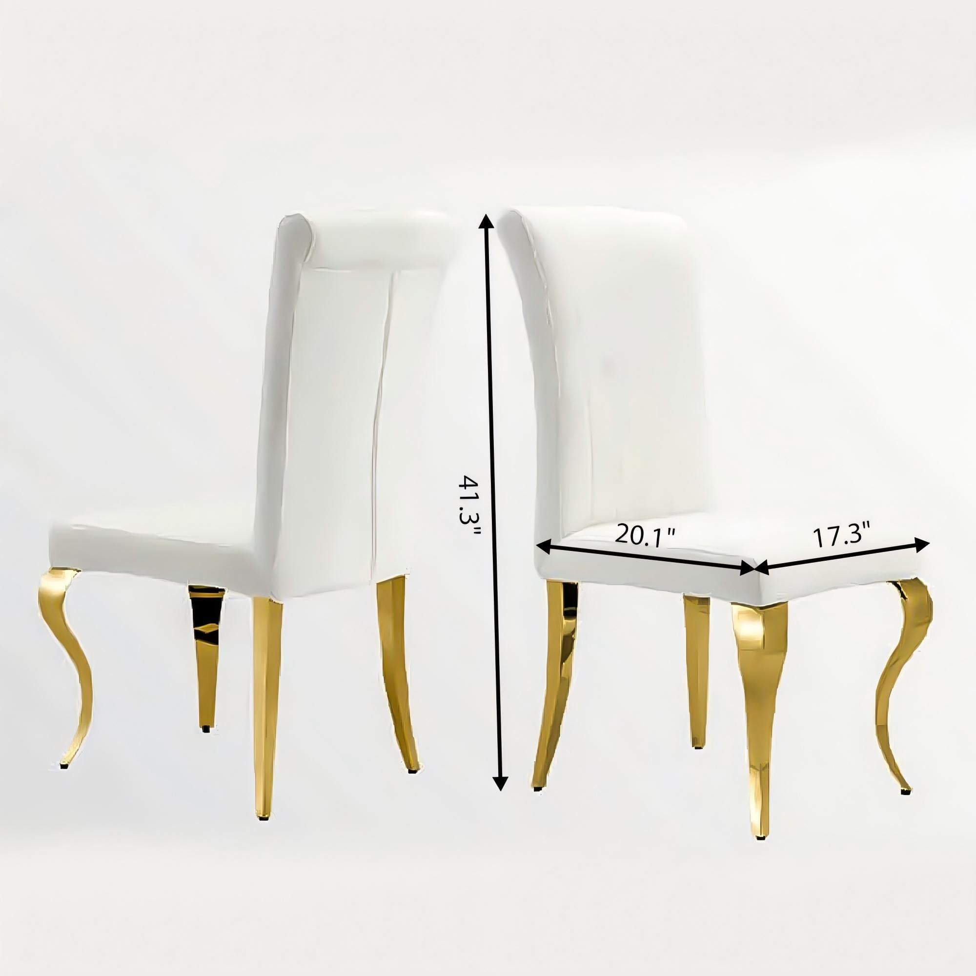 Size of White Fabric Modern Dining Chair-Gold/Sliver