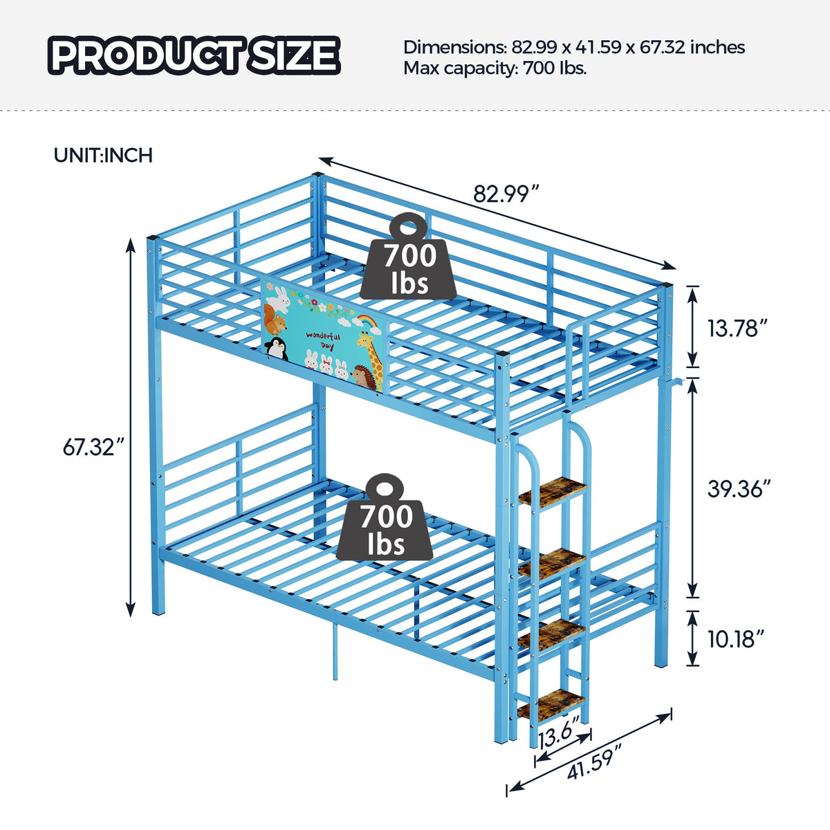 Twin Over Twin Metal Bunk Bed,Floor Bunk Bed Frame