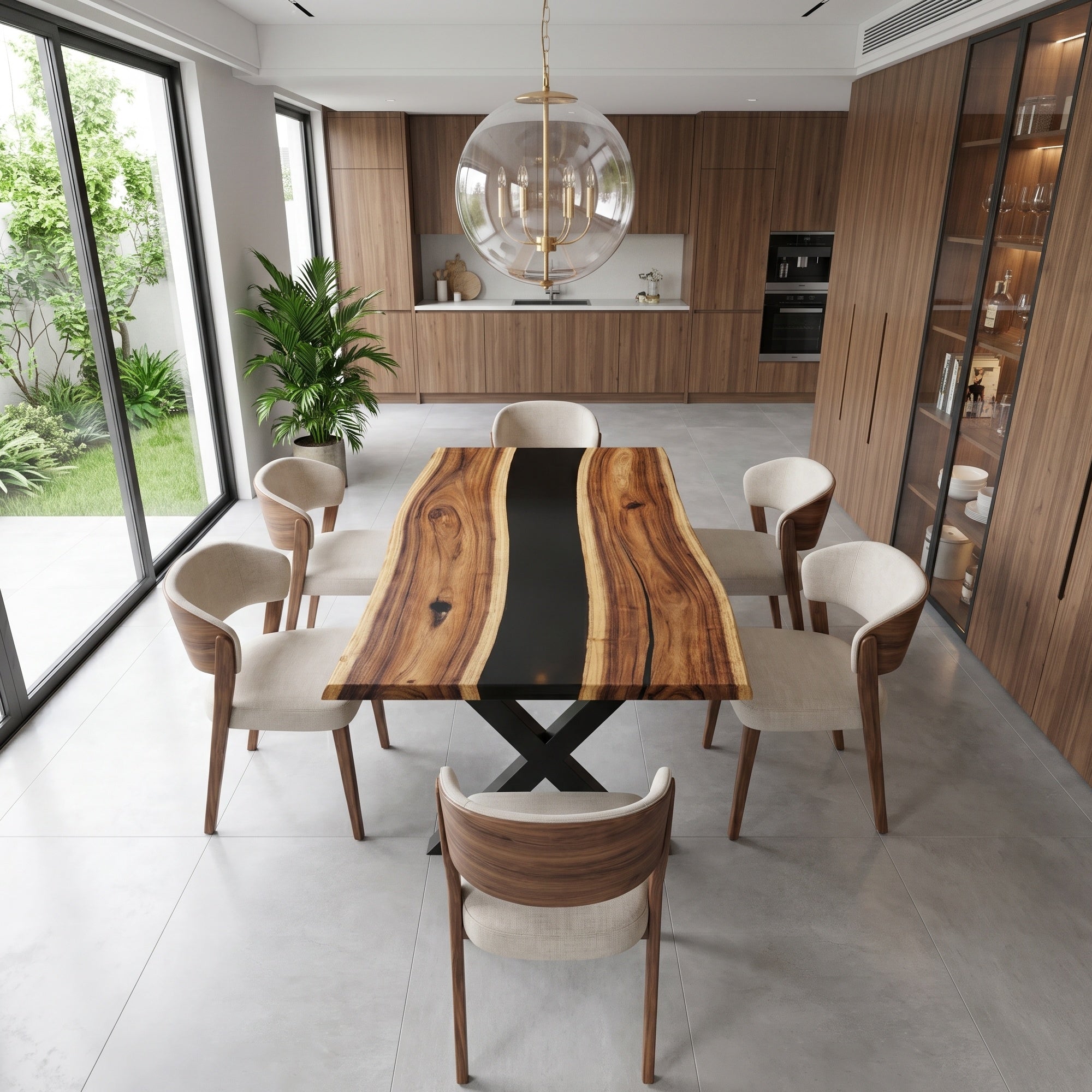 C1082 Walnut Resin Table