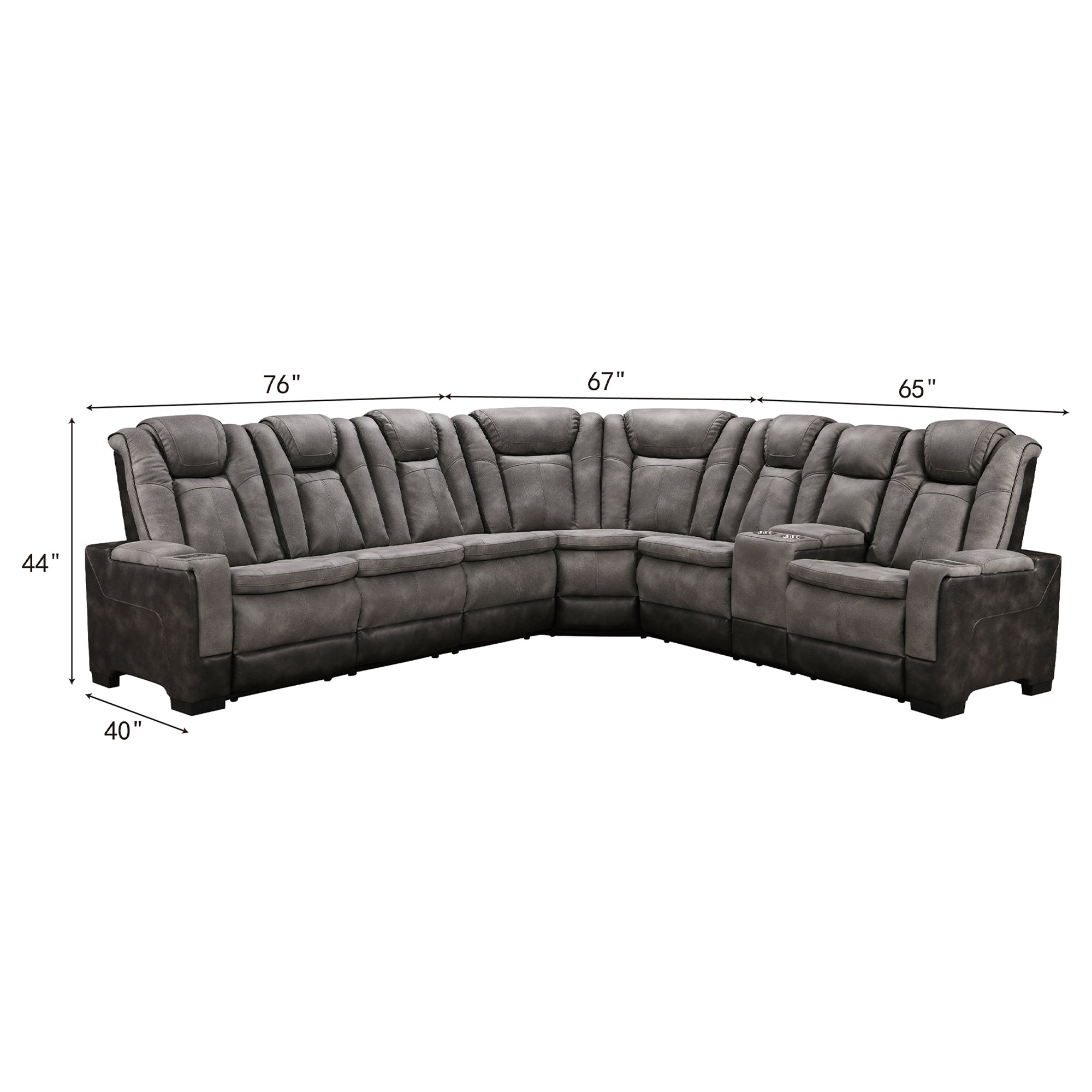 Power Recliner Sectional MC2866 Gray