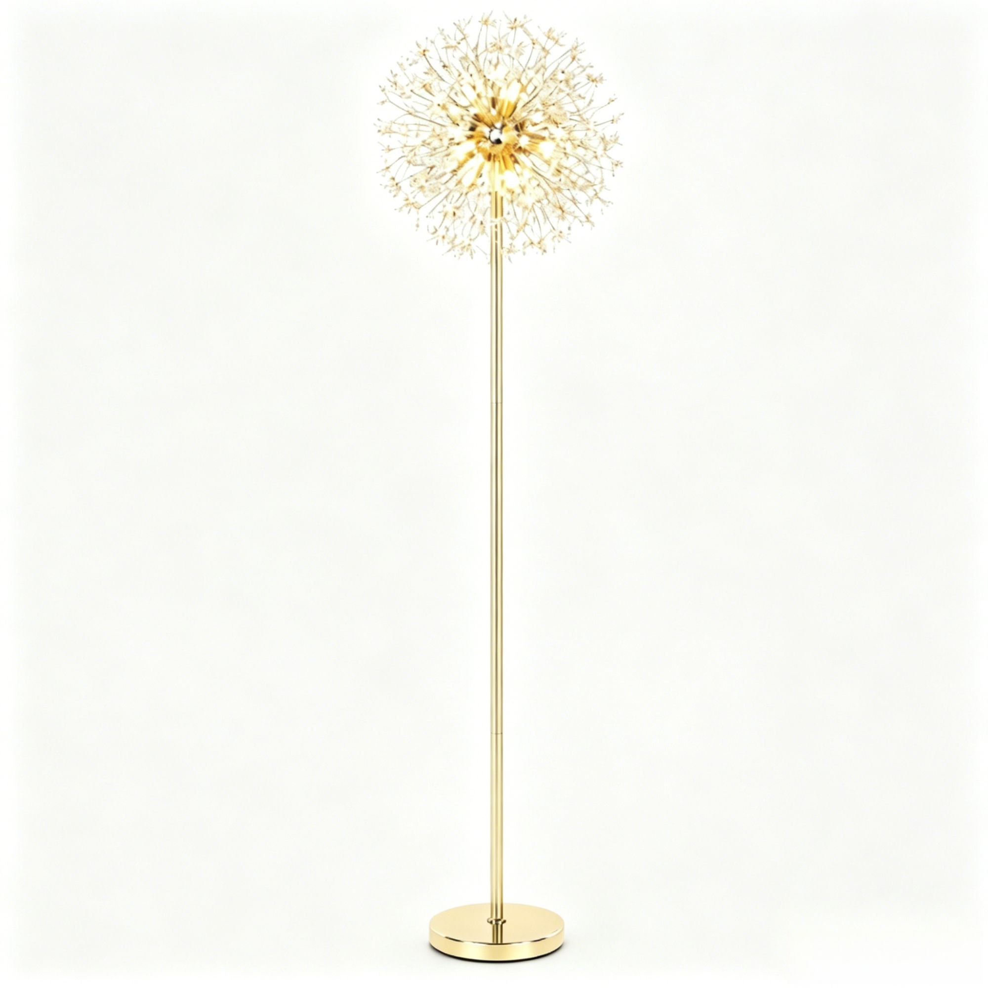 Nordic Luxury Crystal Dandelion Floor Lamp, Creative Firework Art Corner Lamp, Ambient Light for Living Room Bedroom Bedside