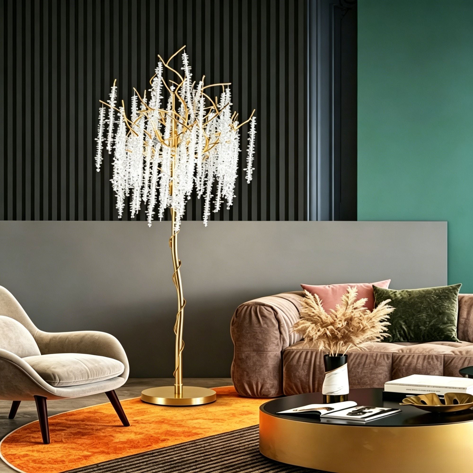 Postmodern Crystal Branch Lamp, Minimalist Art Floor & Table Lamp for Living Room Bedroom