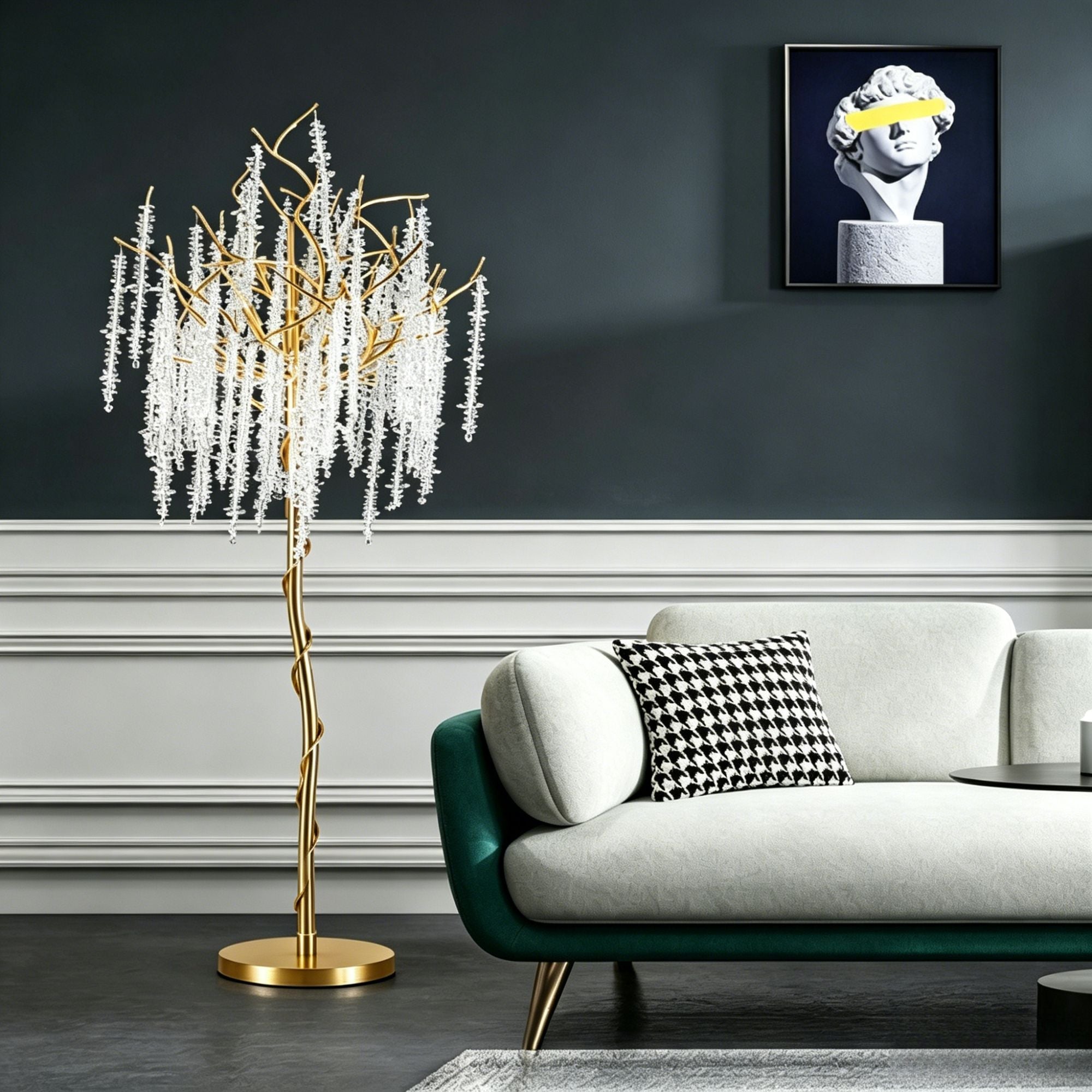 Postmodern Crystal Branch Lamp, Minimalist Art Floor & Table Lamp for Living Room Bedroom
