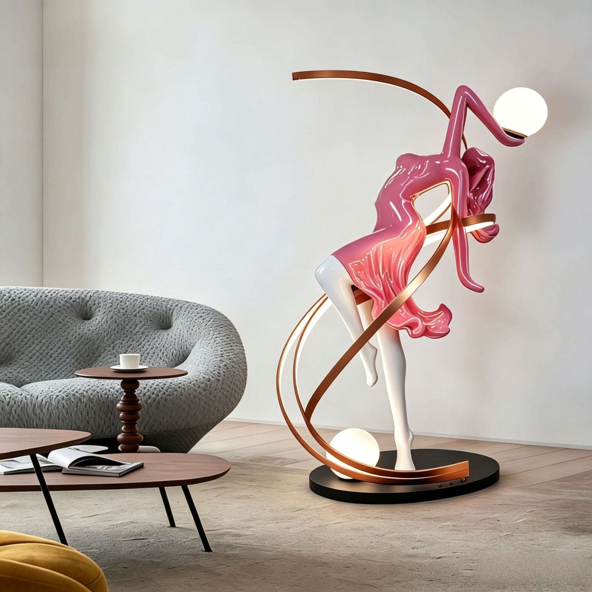 Designer Humanoid Art Sculpture Floor Lamp, Resin & Fiberglass Creative Decorative Ambient Light for Living Room Window Display