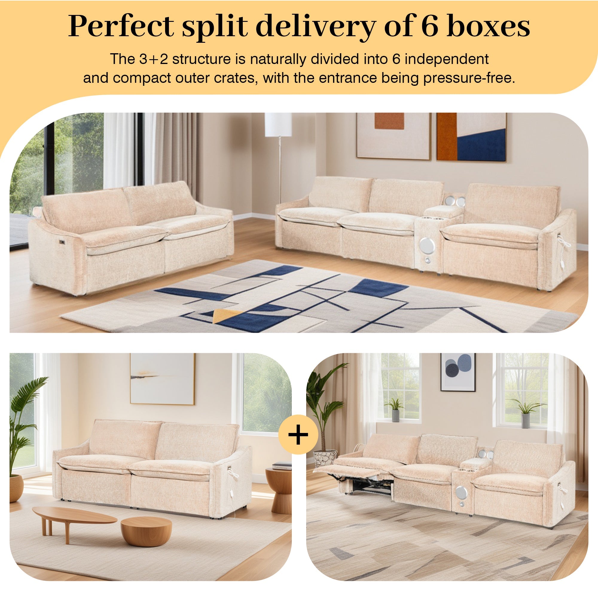 Brown Electric Recliner Sofa Set