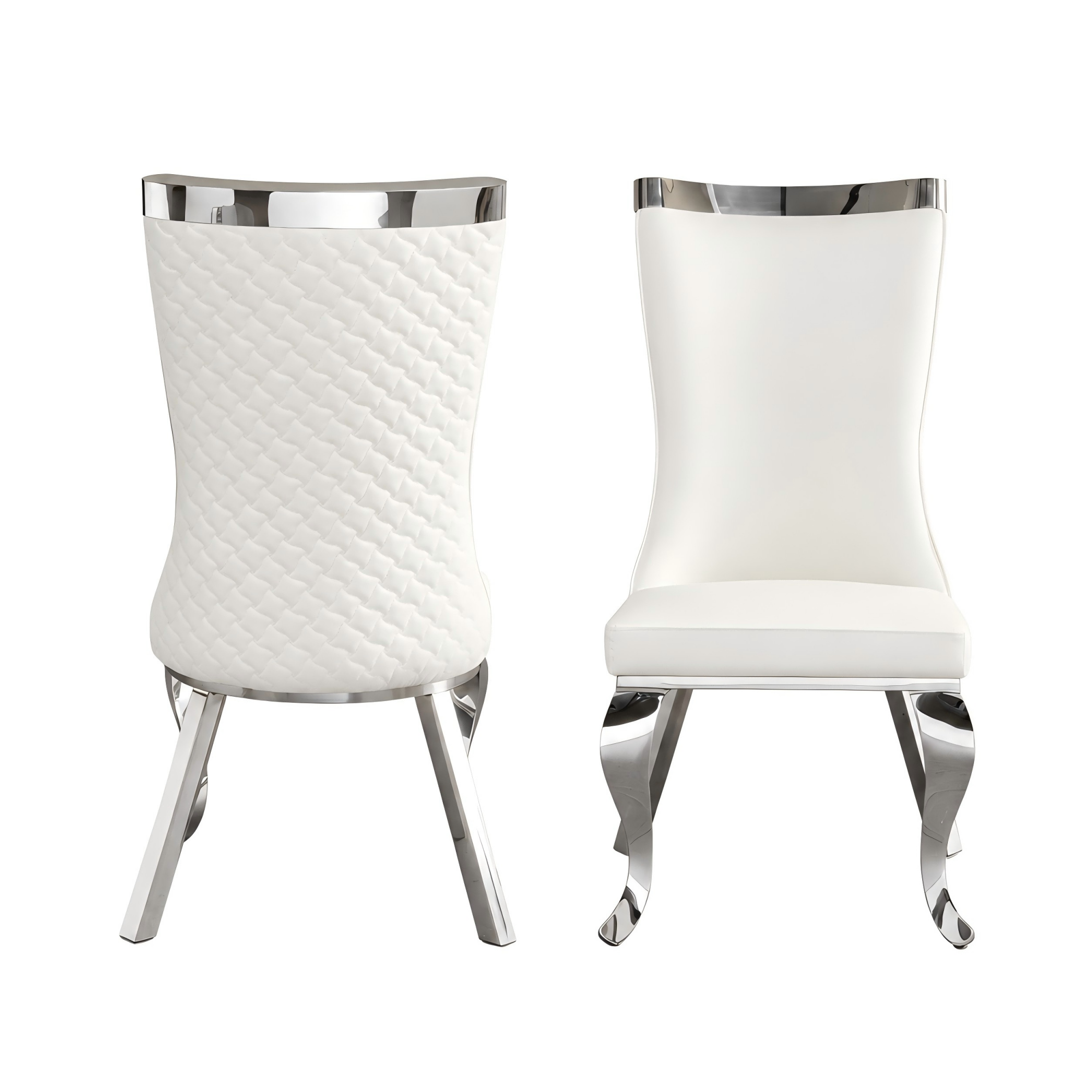silver stainless steel dining chairs, pu upholstered dining chairs, high back dining side chairs