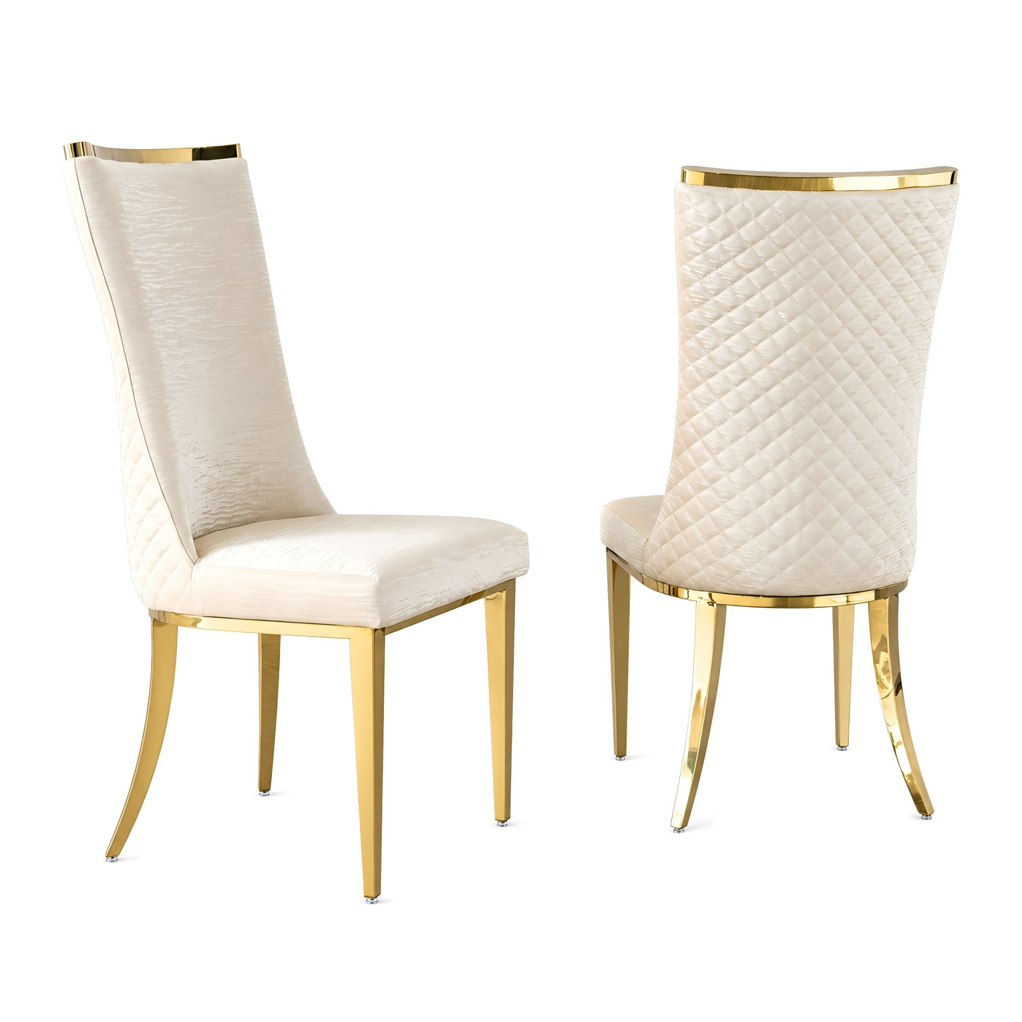 stainless steel dining chairs, high back upholstered dining chairs, cream pu leather dining chairs