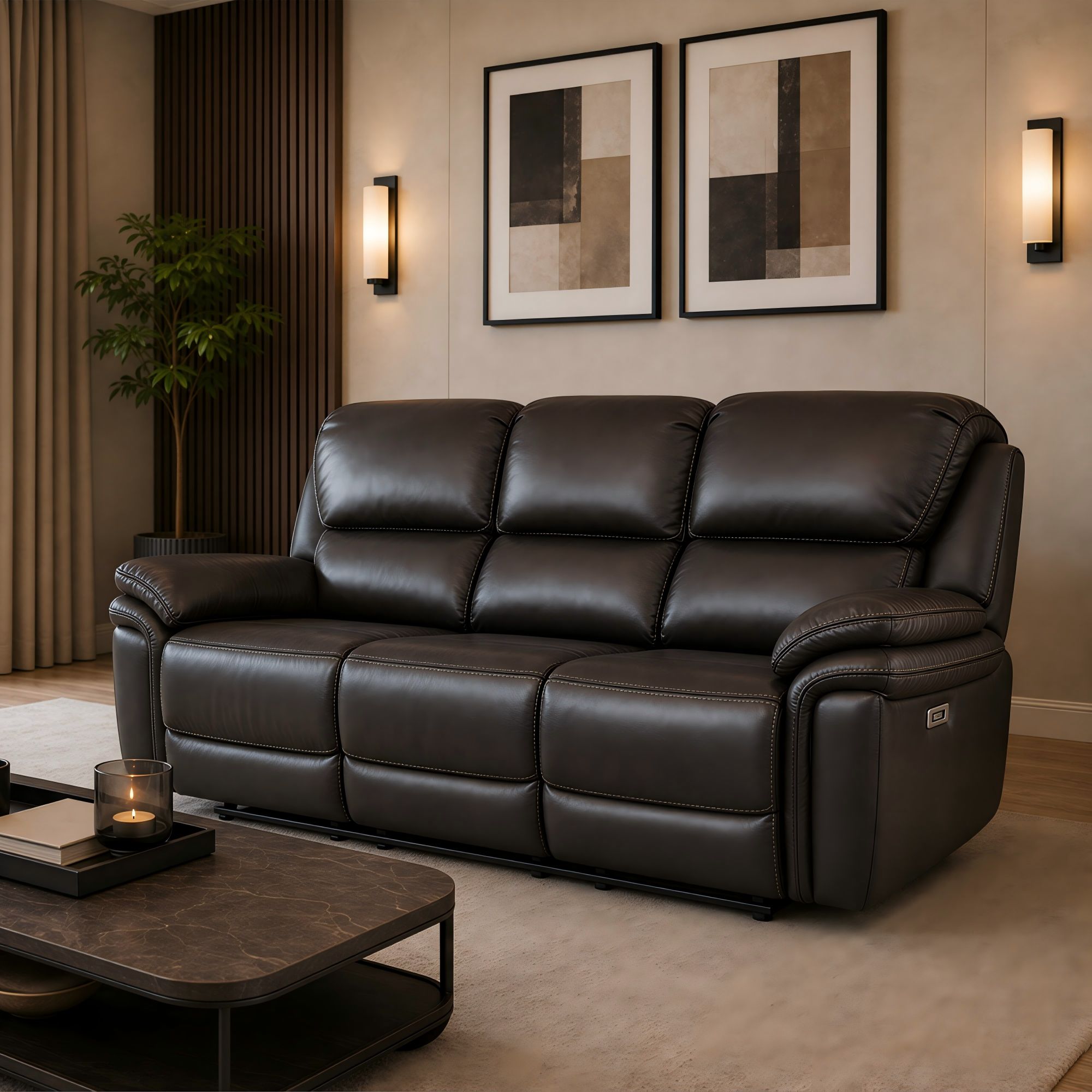 Melt Padded Backrest Faux Leather Recliner 3PP