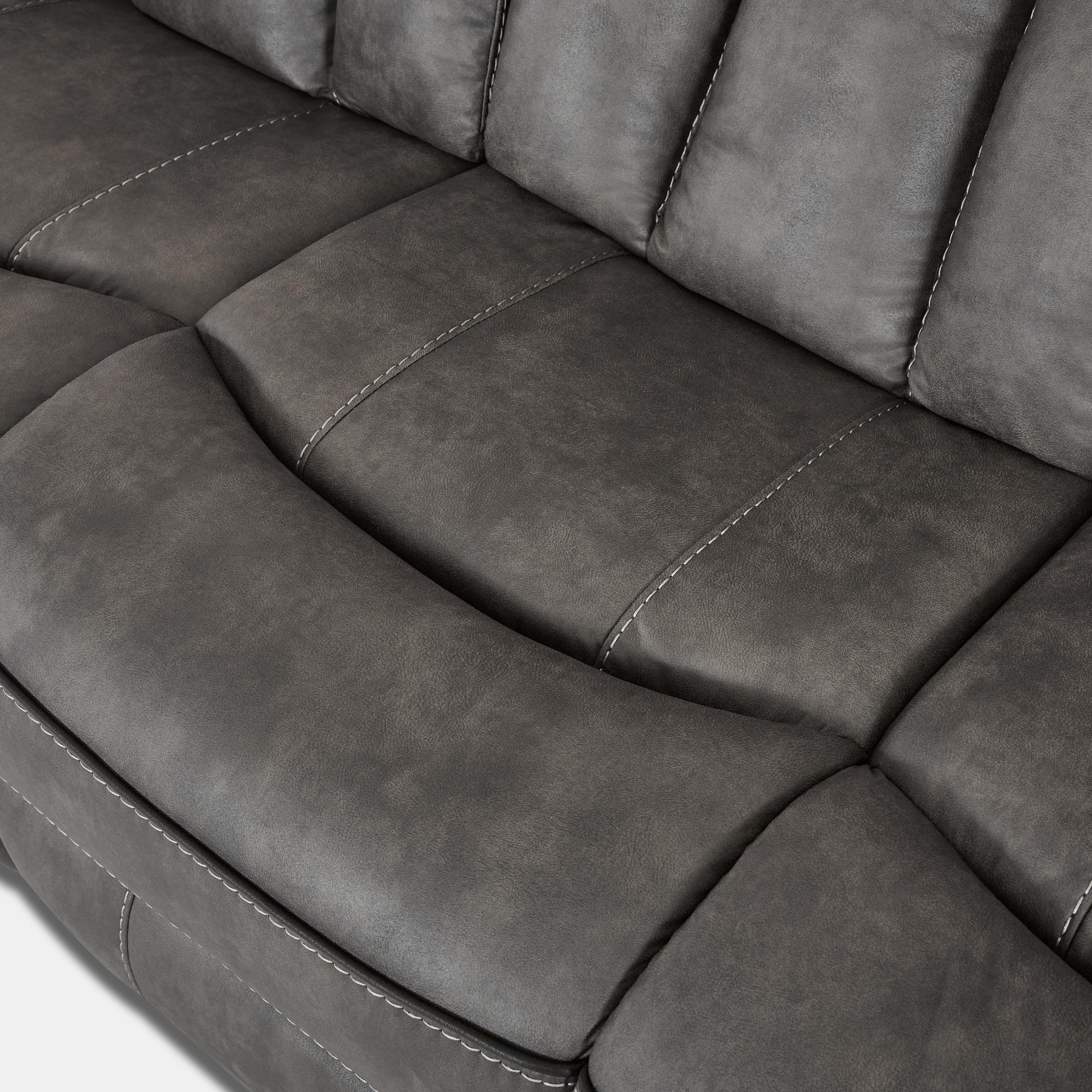 Kael Power Recliner & 2-Seater Sofa Set, Breathable Leather with Side Armrest Storage, Rustic Home Theater Seating 007