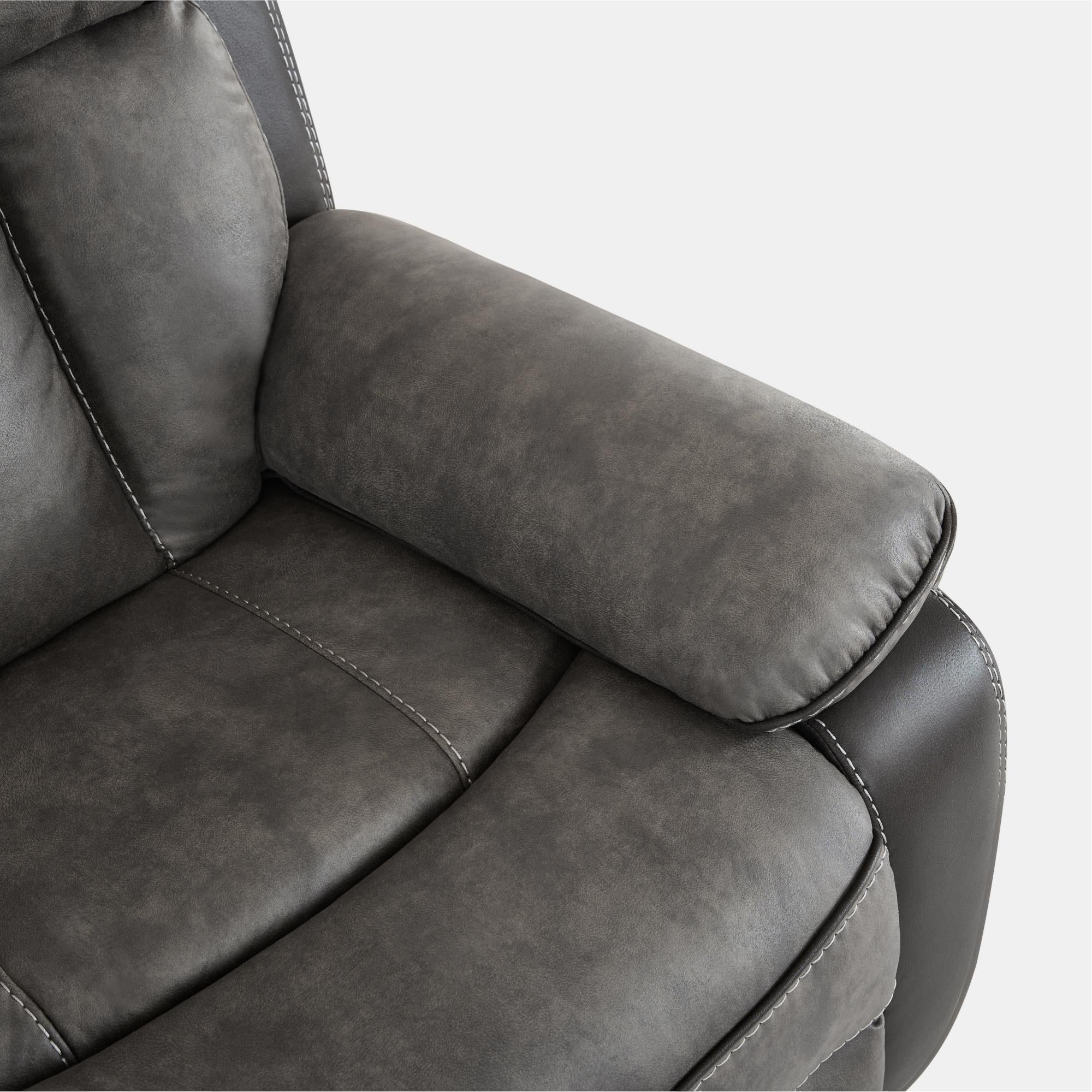 Kael Power Recliner & 3-Seater Sofa Set, Breathable Leather with Side Armrest Storage, Rustic Home Theater Seating 007