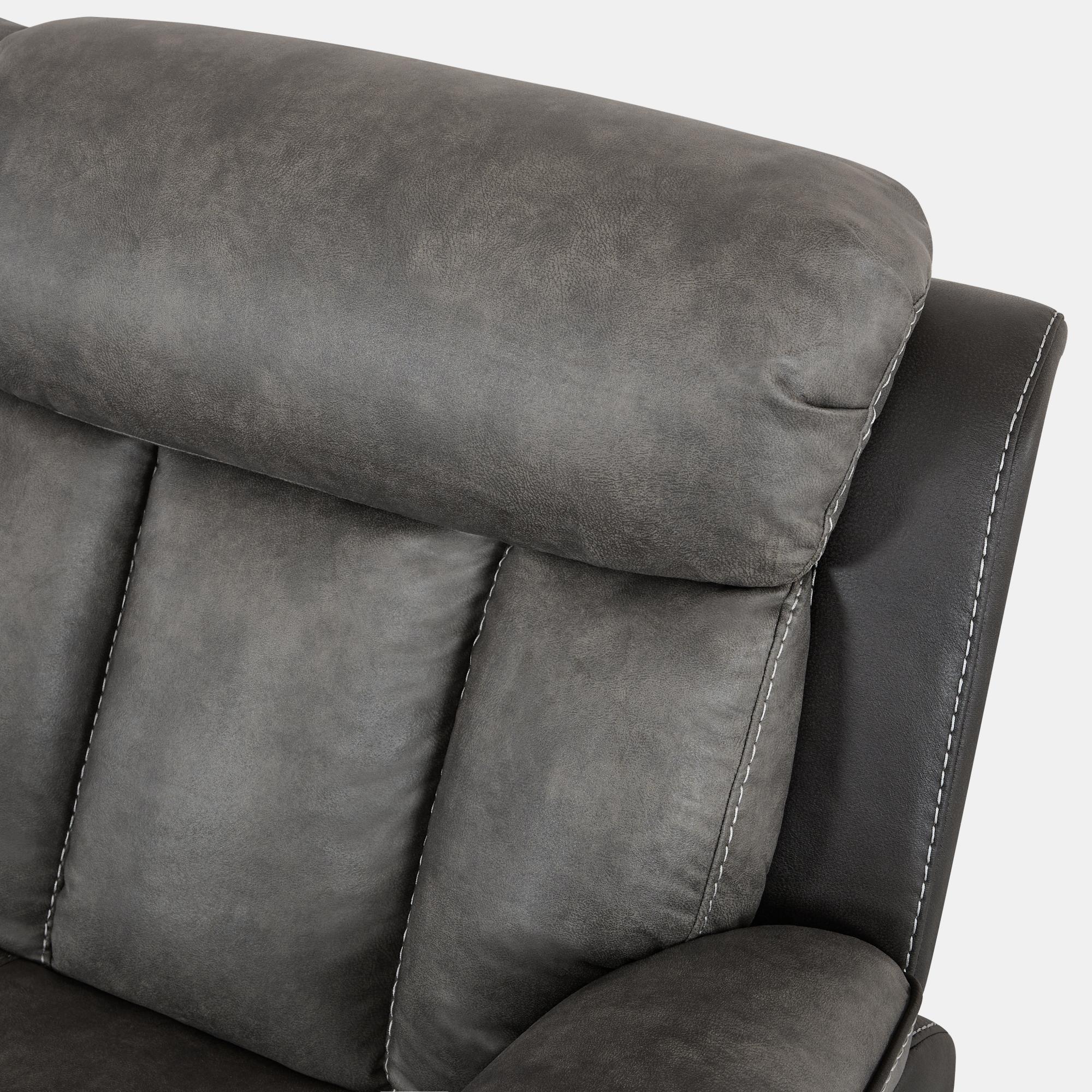 Kael Power Recliner & 3-Seater Sofa Set, Breathable Leather with Side Armrest Storage, Rustic Home Theater Seating 007