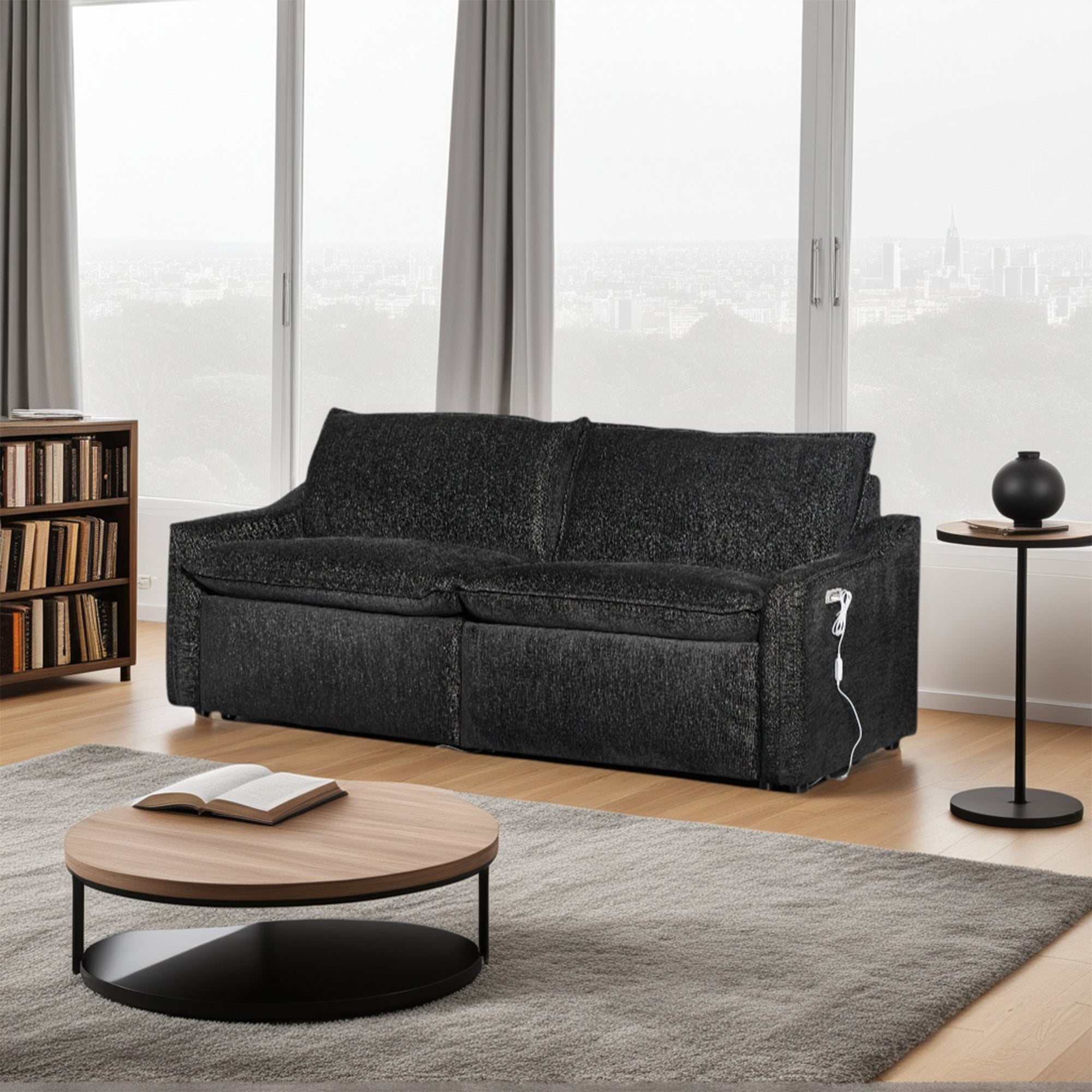 Black Electric Recliner Sofa Set--MS908-Black-2SET