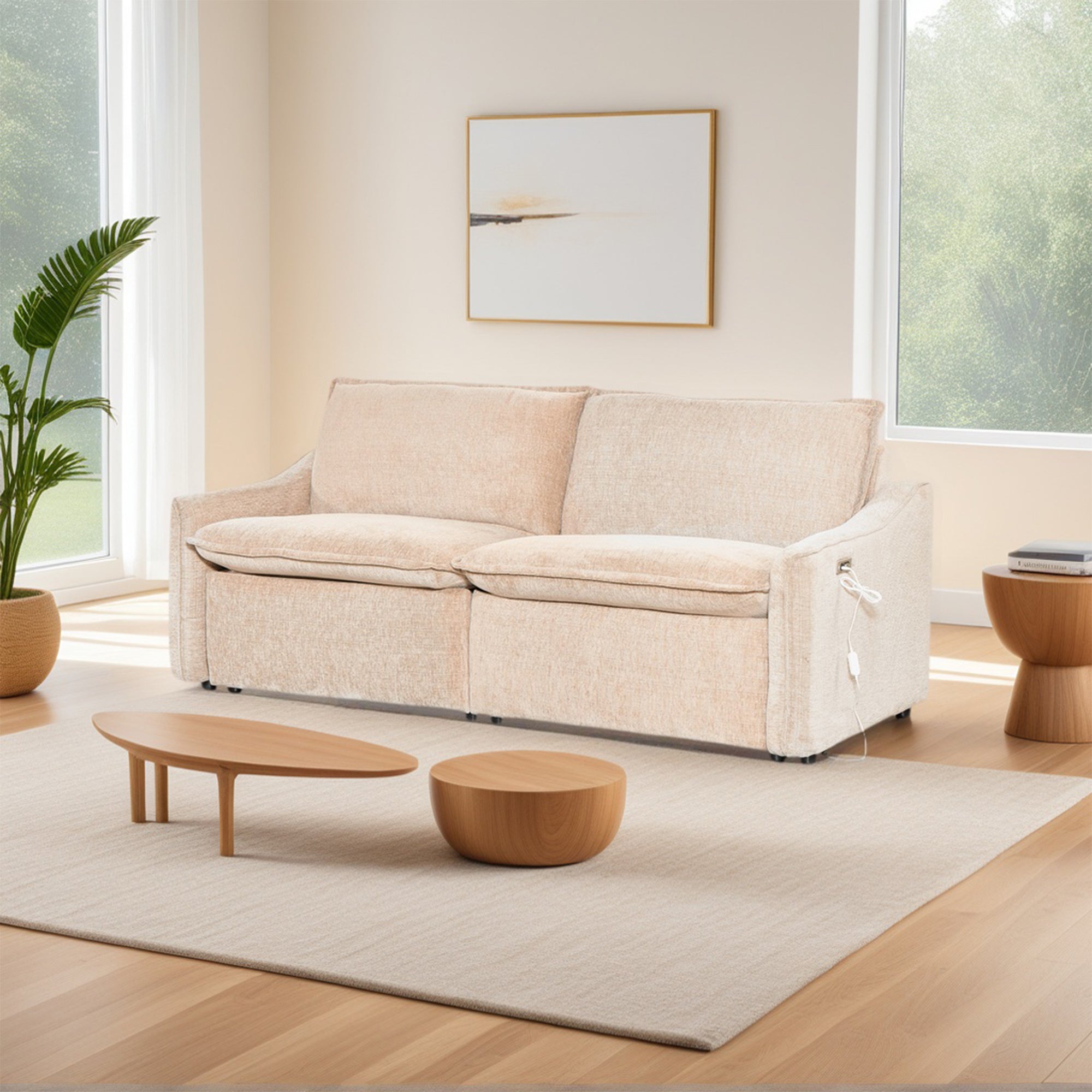 Brown Electric Recliner Sofa Set--MS908-2SET