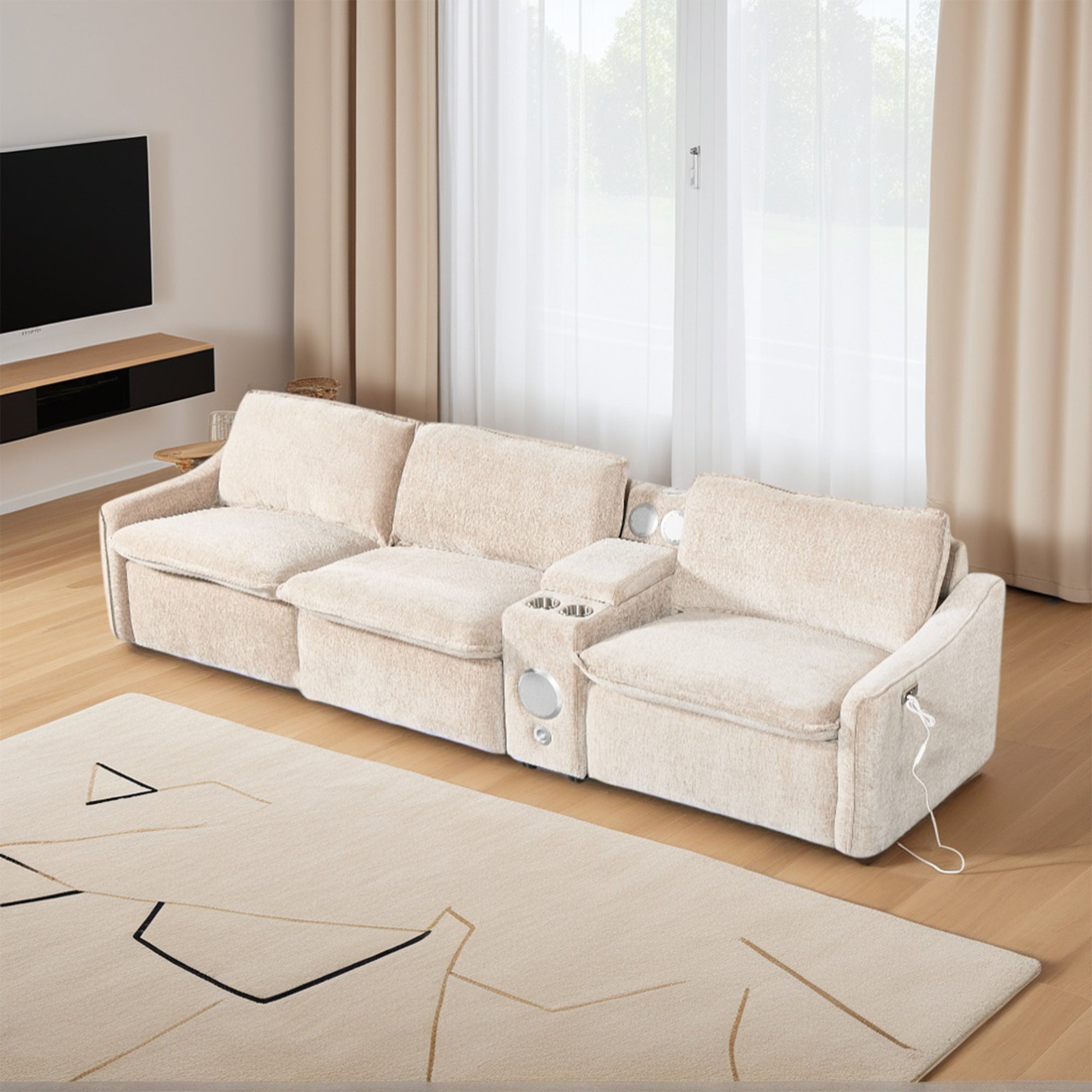 Brown Electric Recliner Sofa Set--MS908-3SET