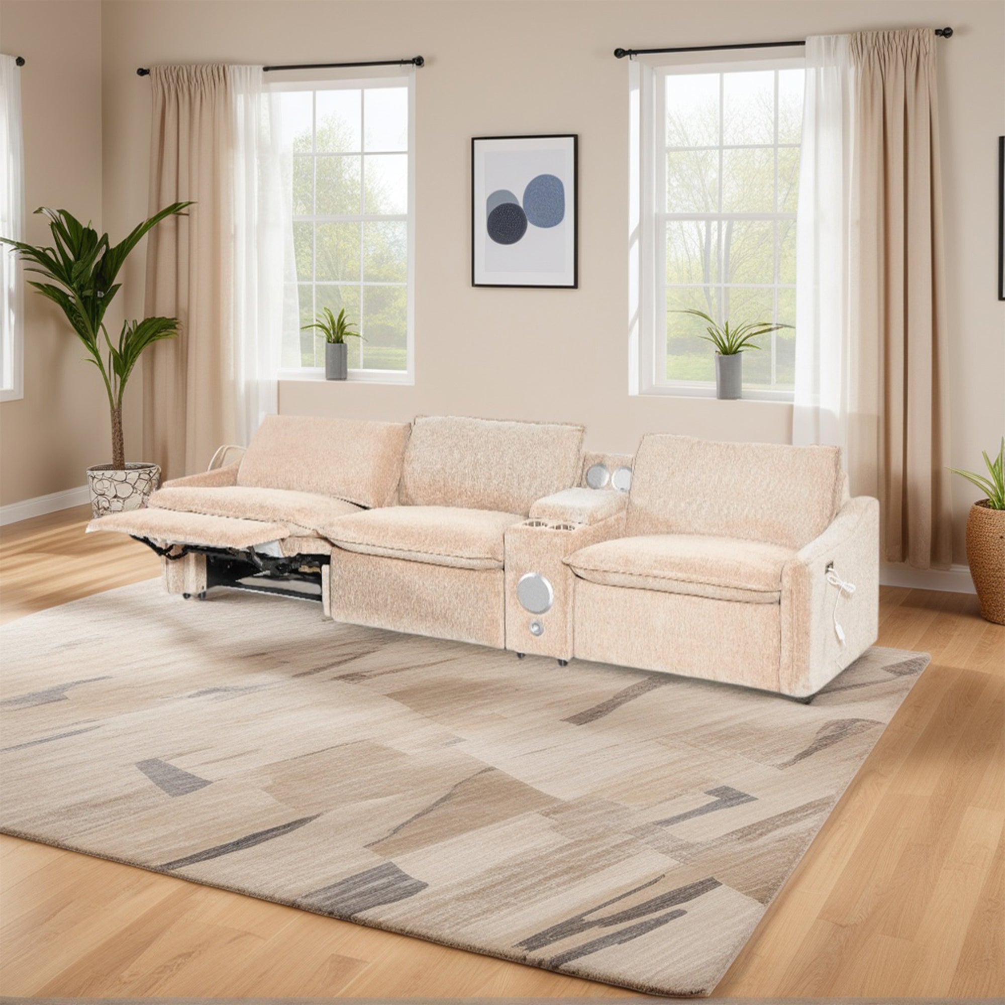 Brown Electric Recliner Sofa Set--MS908-3SET