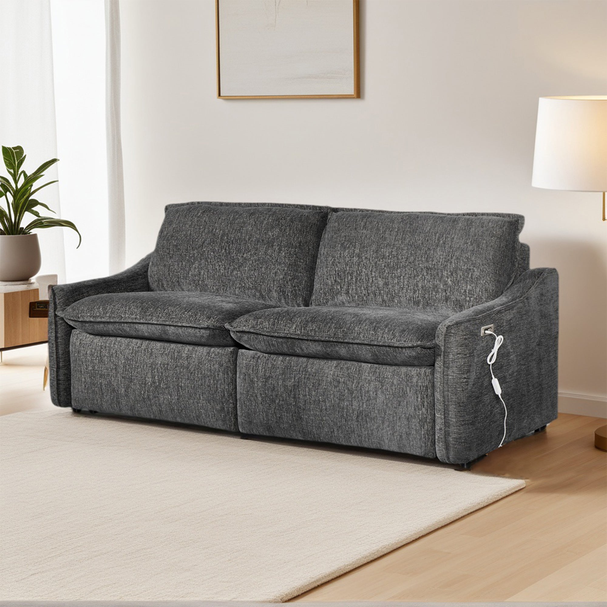 Grey Electric Recliner Sofa Set--MS908-2SET