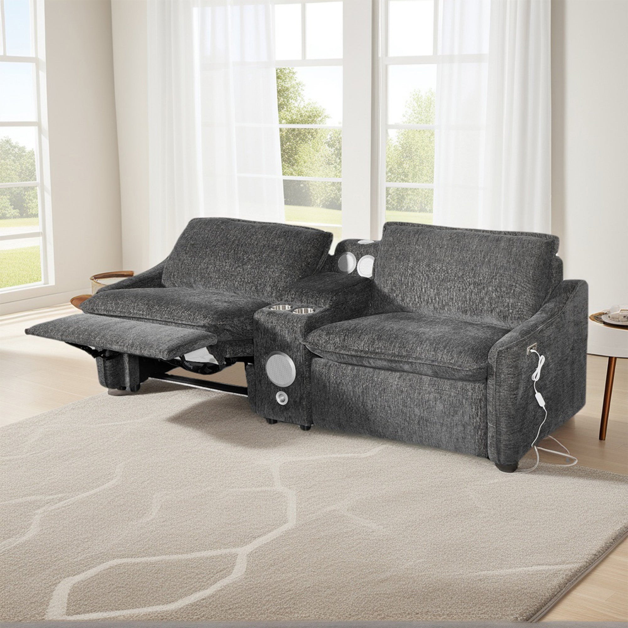 Grey Electric Recliner Sofa Set--MS908-2SET