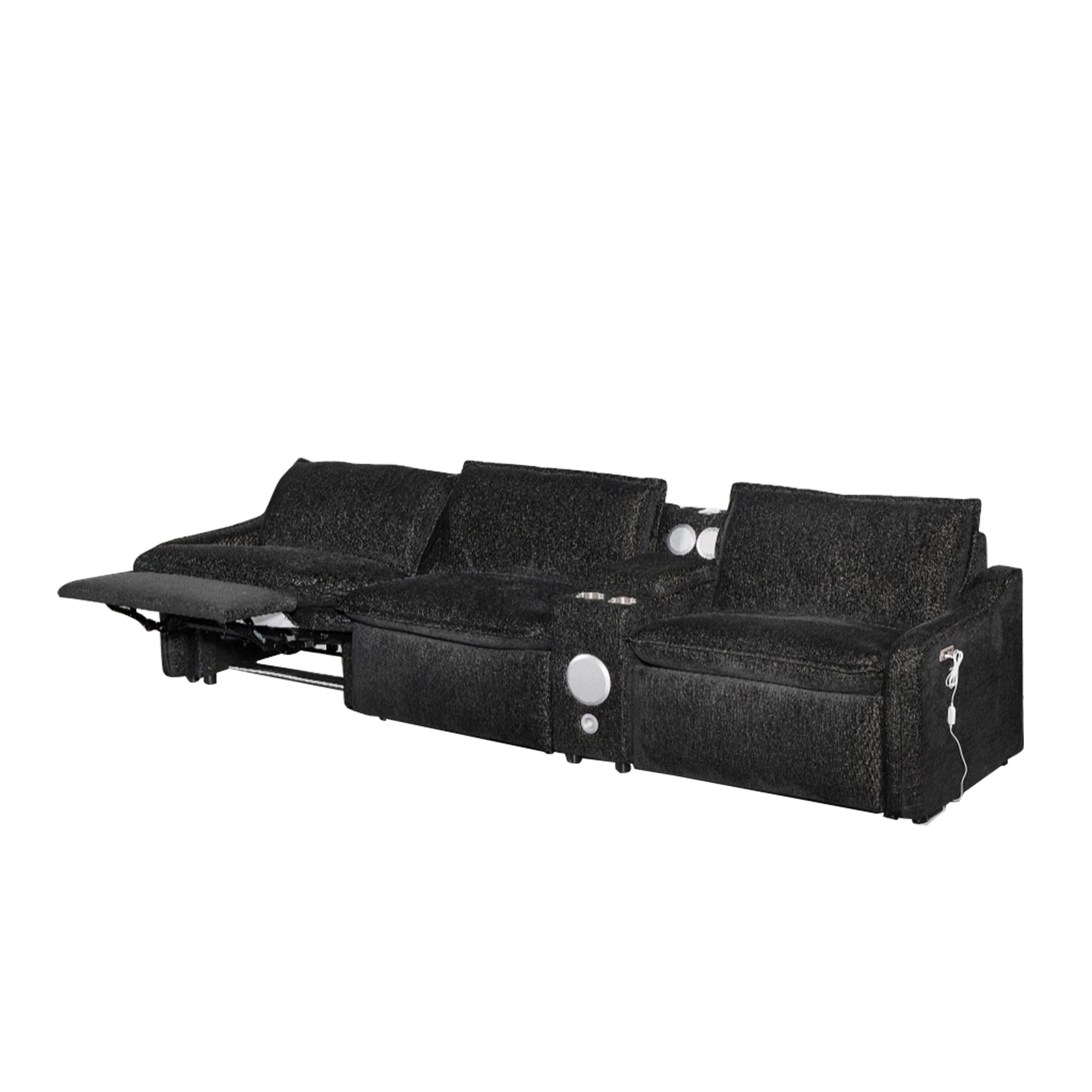 Black Electric Recliner Sofa Set--MS908-Black-3SET
