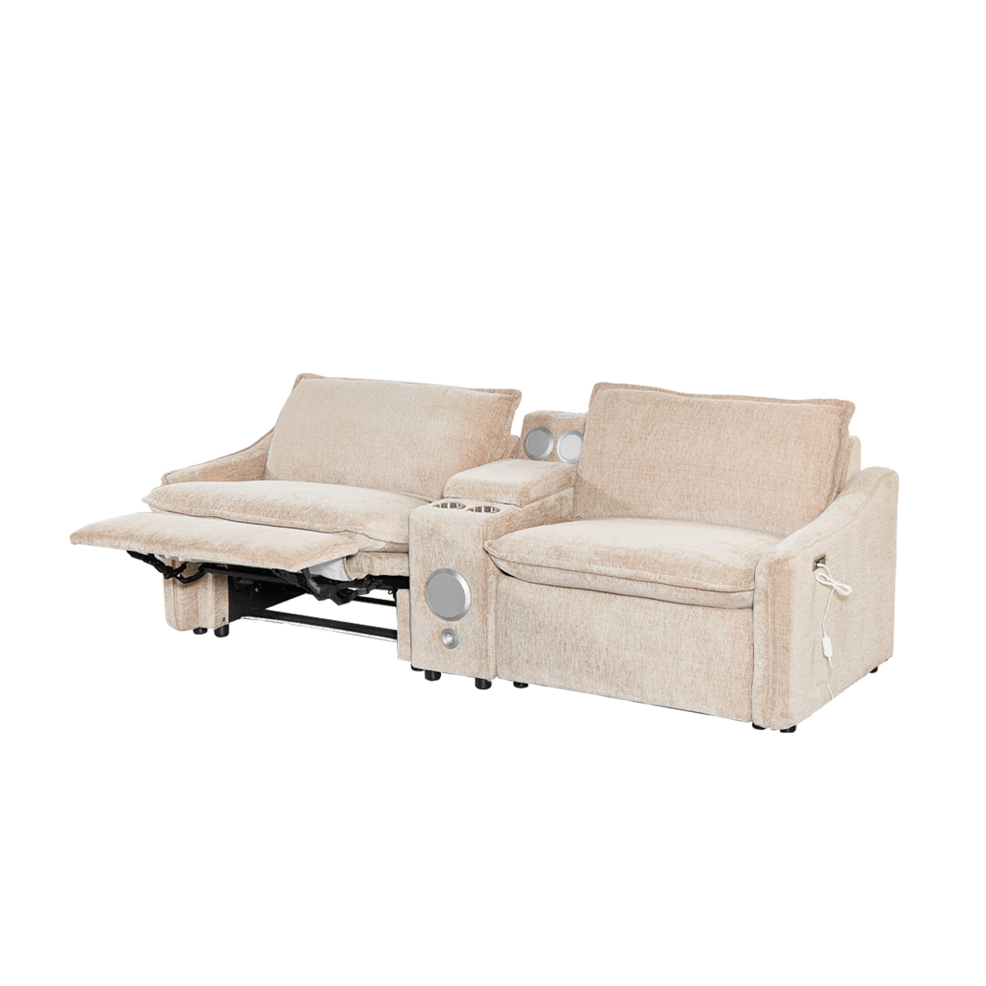 Brown Electric Recliner Sofa Set--MS908-2SET