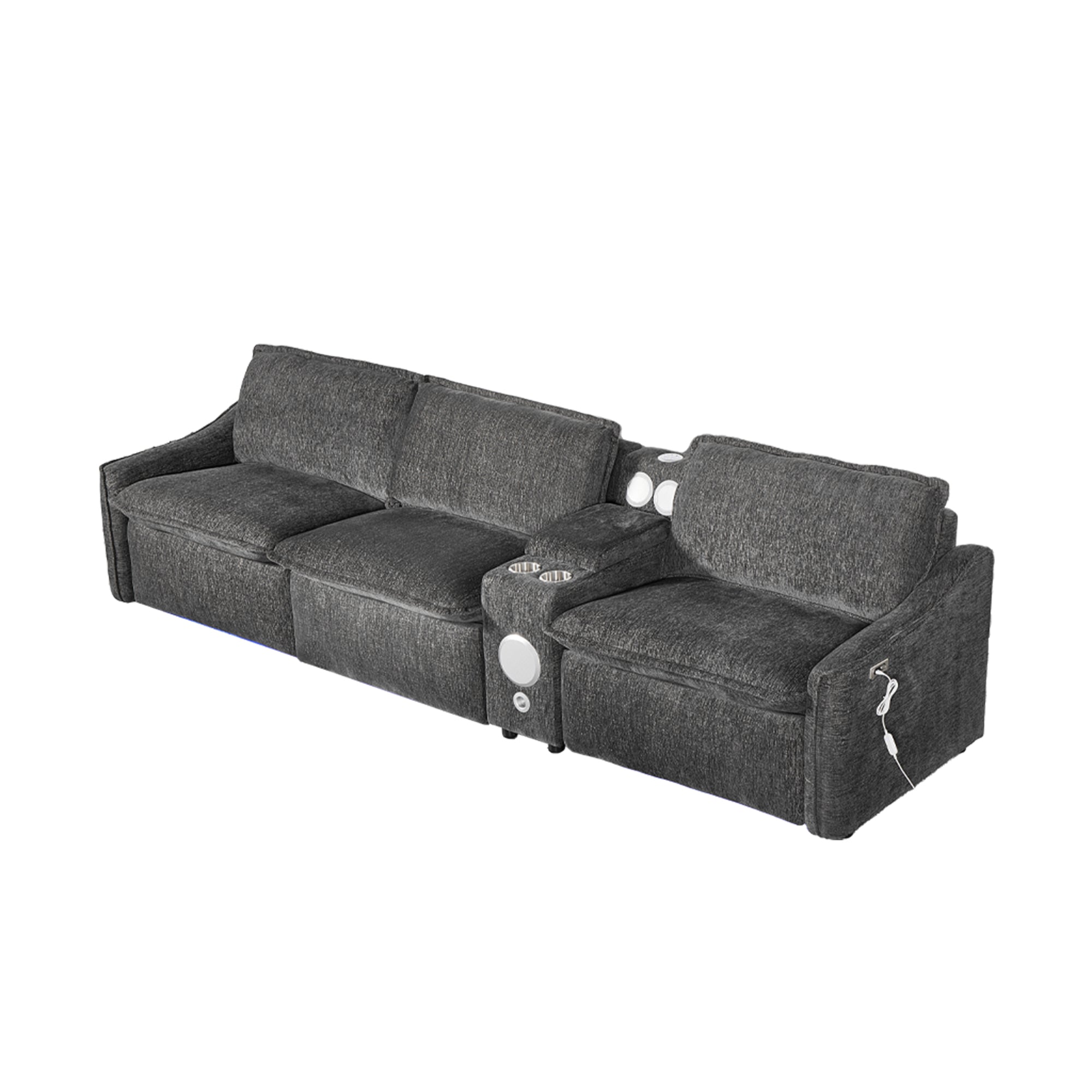 Grey Electric Recliner Sofa Set--MS908-3SET