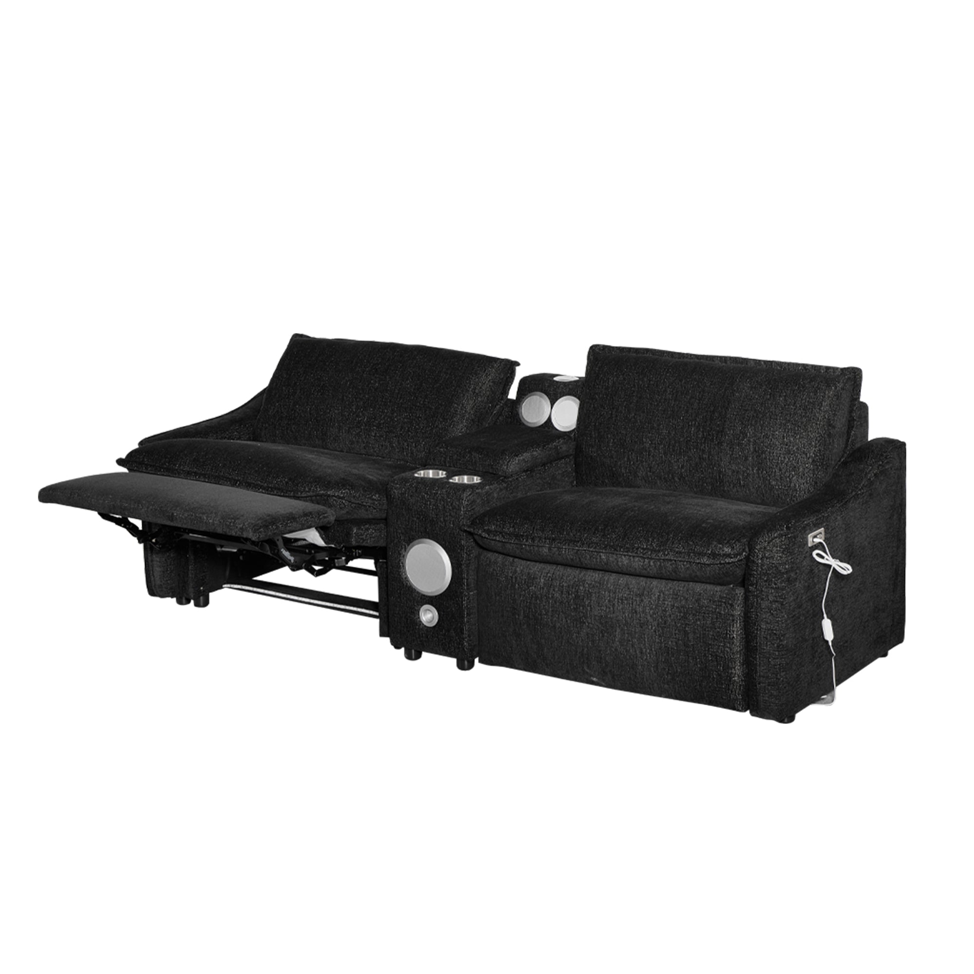 Black Electric Recliner Sofa Set--MS908-Black-2SET