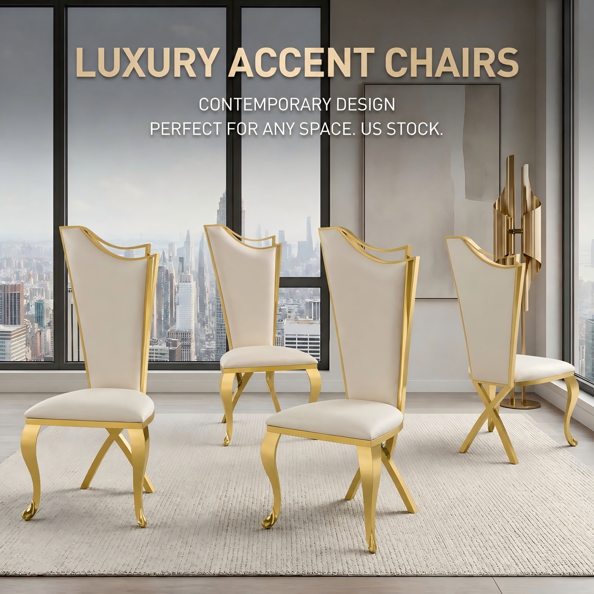Elegant Wingback Dining  Chair， 201# stainless steel dining chair 4pcs/CTN