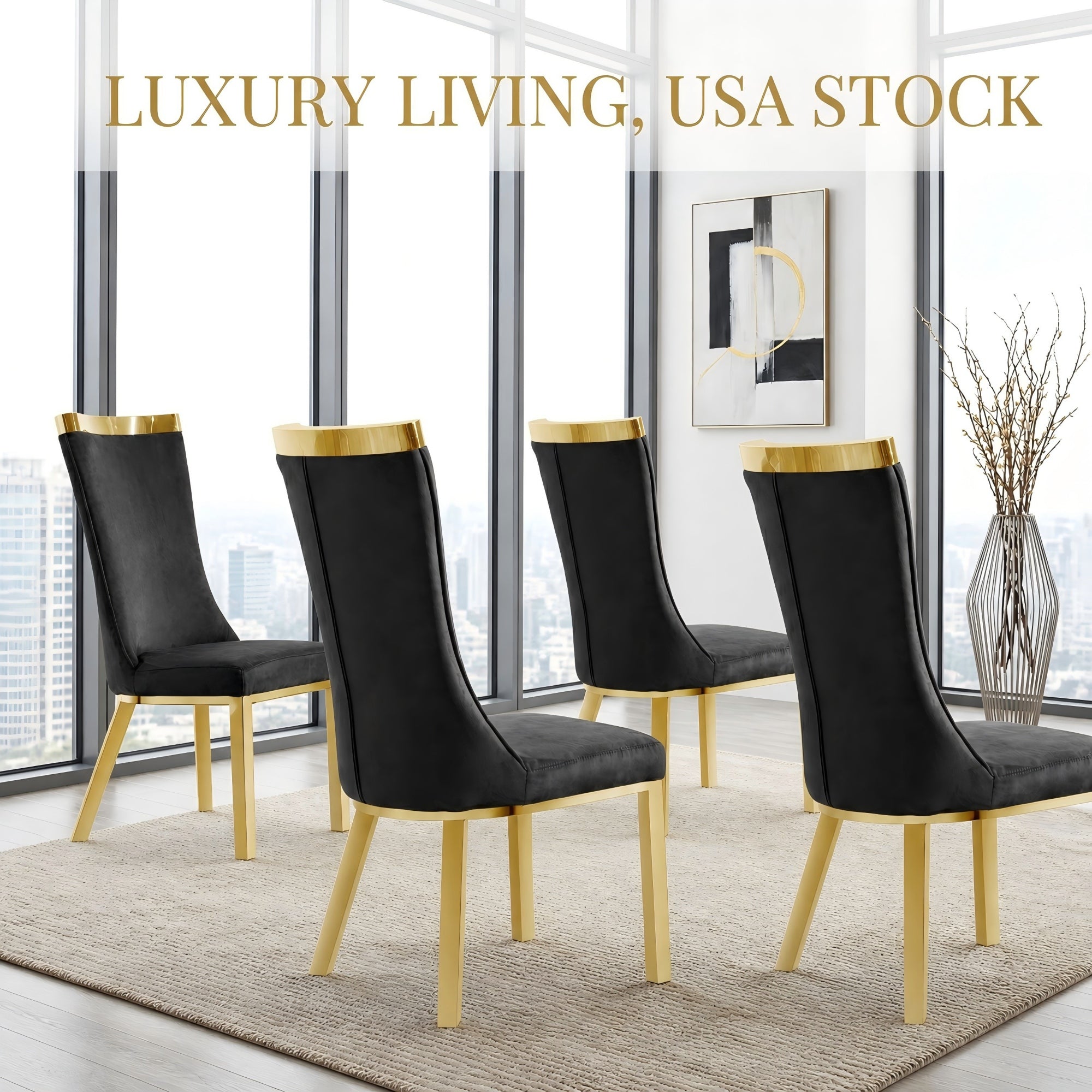 201 Stainless Steel Gold Dining Chair,Modern High Back Dining Chair  4pcs/CTN