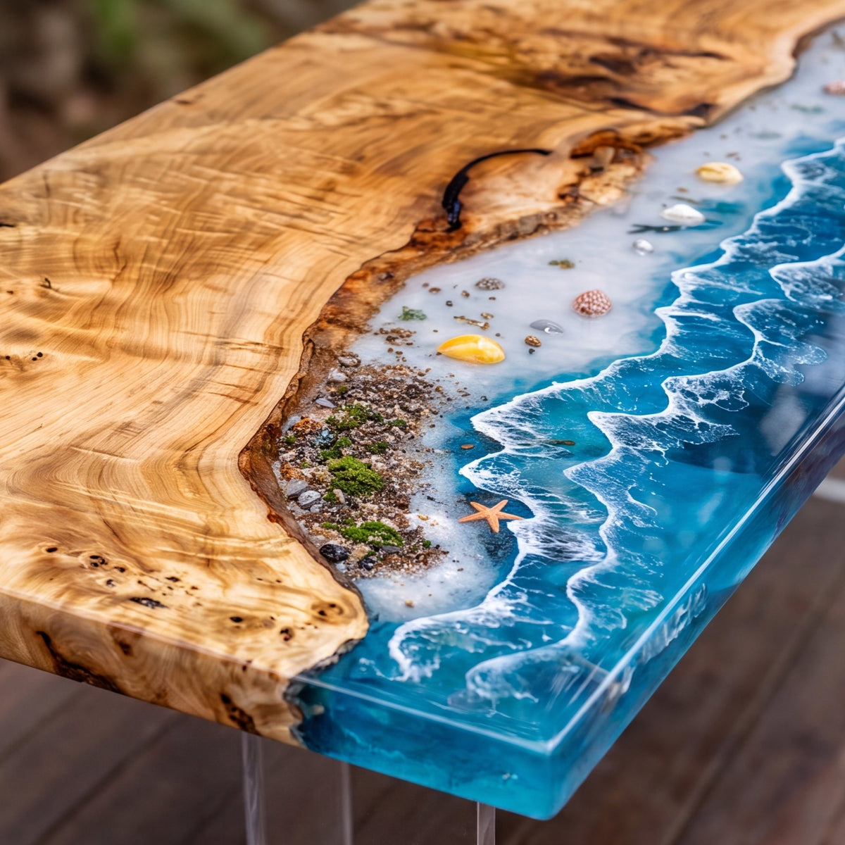 Poplar River Epoxy Rectangular Dining Table（Tabletop only, legs not included）