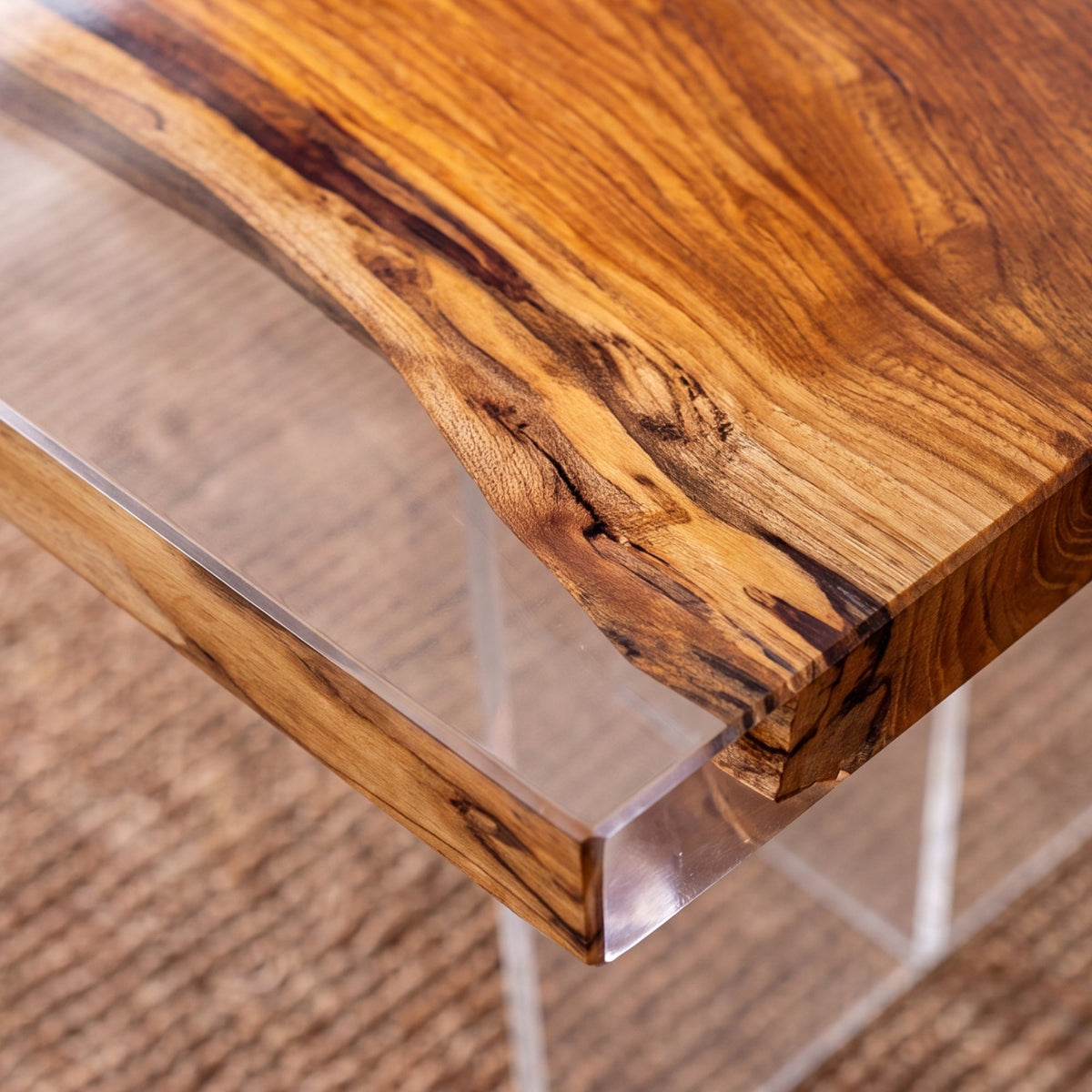 Olive Clear Epoxy Rectangular Dining Table（Tabletop with legs）