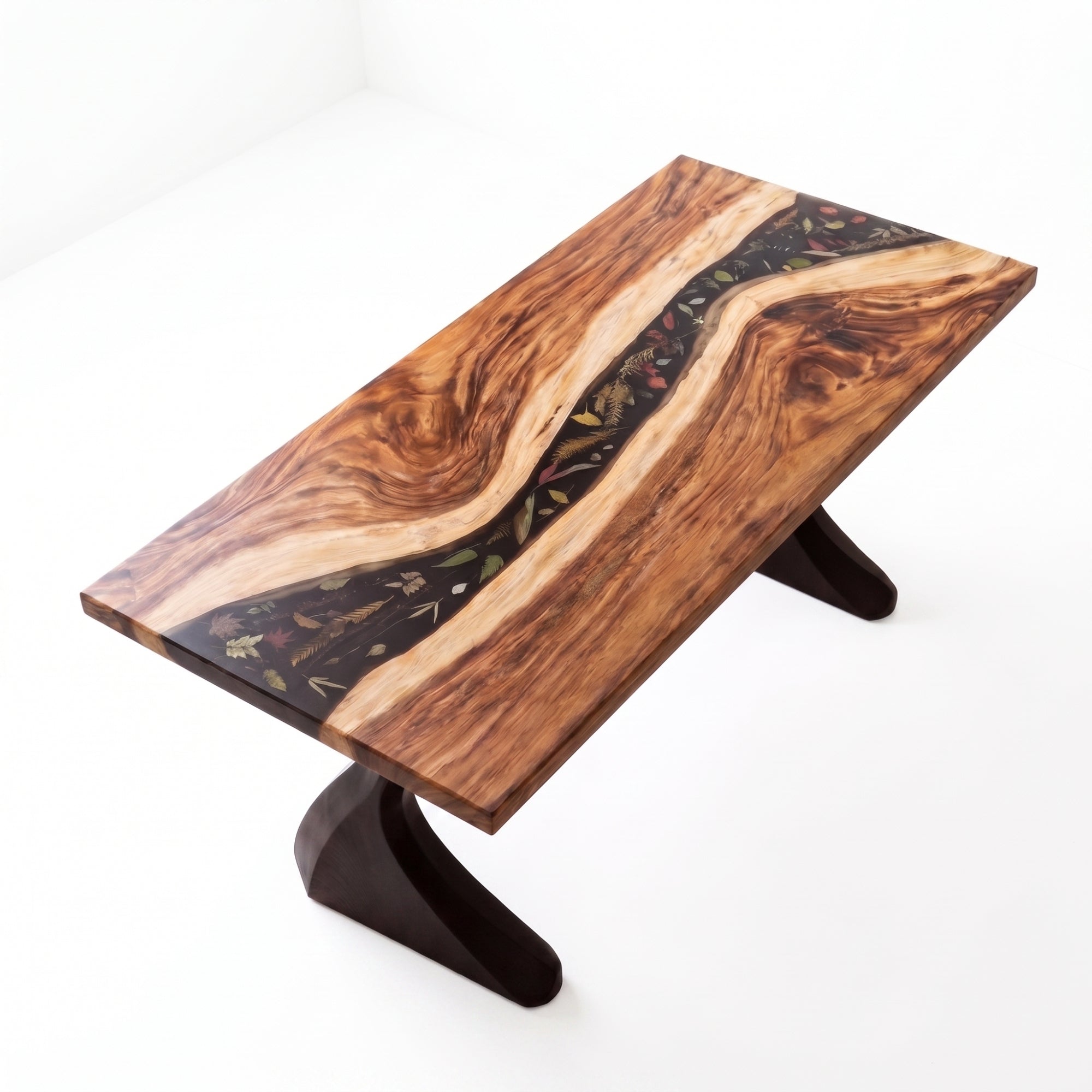 Walnut Black Epoxy Rectangular Dining Table（Tabletop only, legs not included）