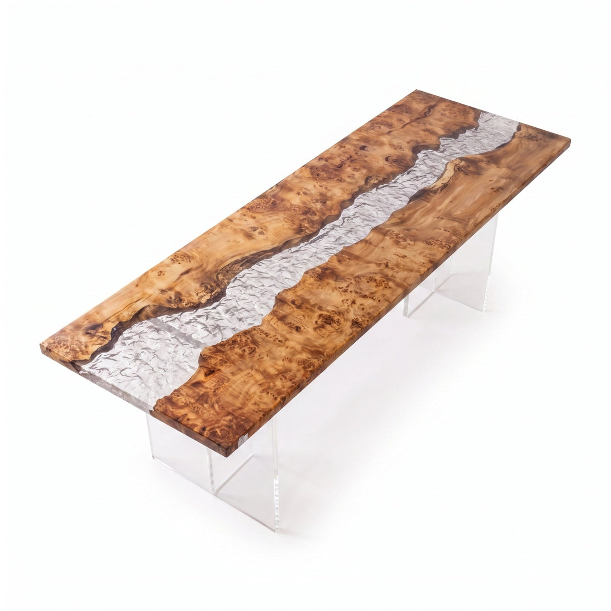 Poplar Ice Crystal Epoxy Rectangular Dining Table（Tabletop only, legs not included）