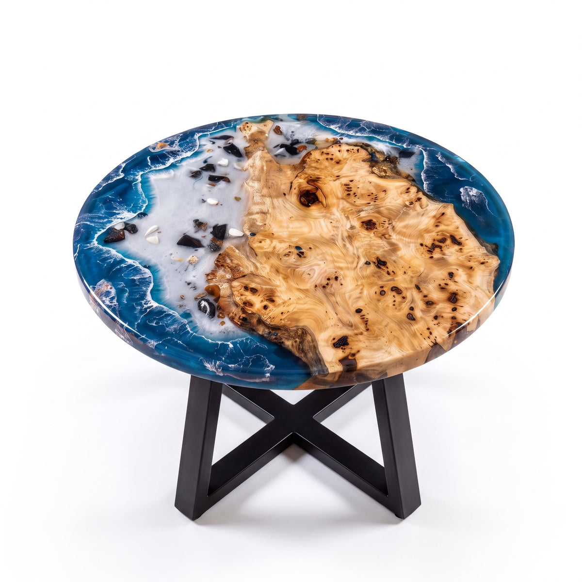 Poplar Blue Epoxy Round Coffee Table-PLSY03（Tabletop only, legs not included）