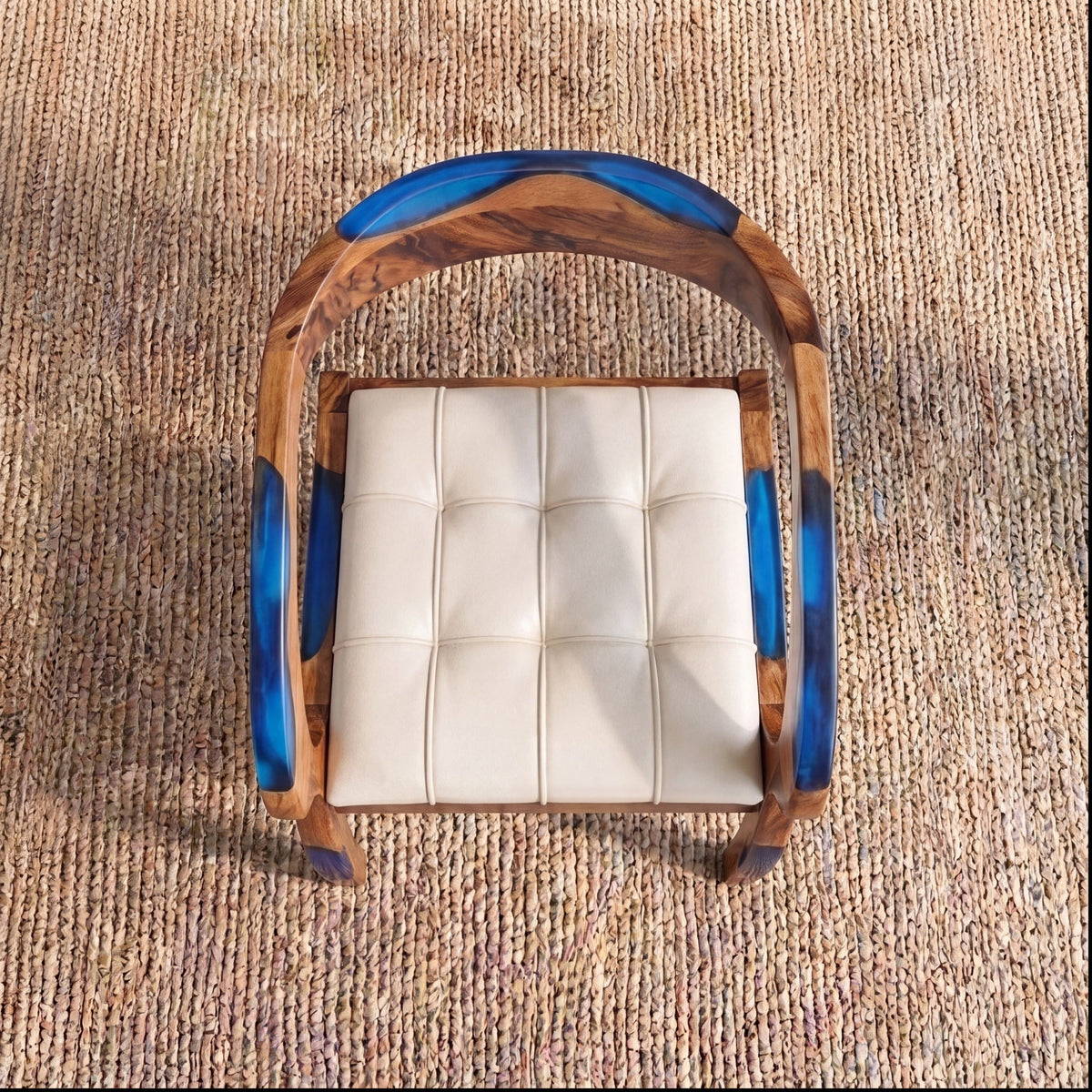 Walnut Smurf Blue Epoxy Arm Chair 2pcs/CTN