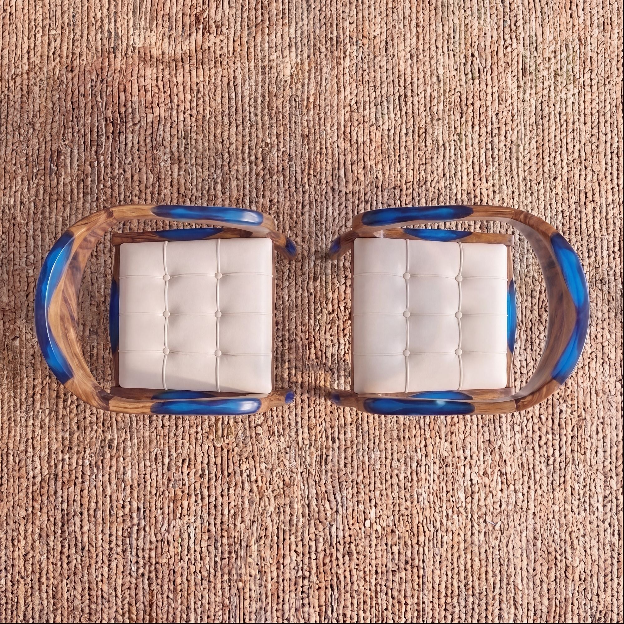 Walnut Smurf Blue Epoxy Arm Chair 2pcs/CTN