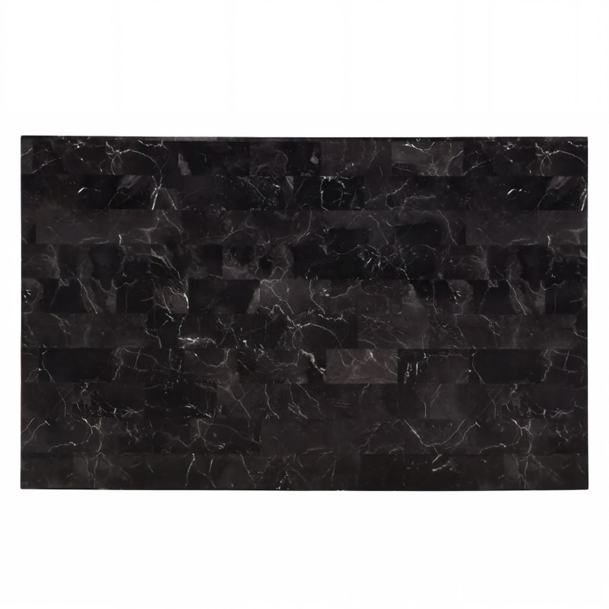 DT013-Rectangular Black Marble‑Effect Dining Table with Black Metal Legs