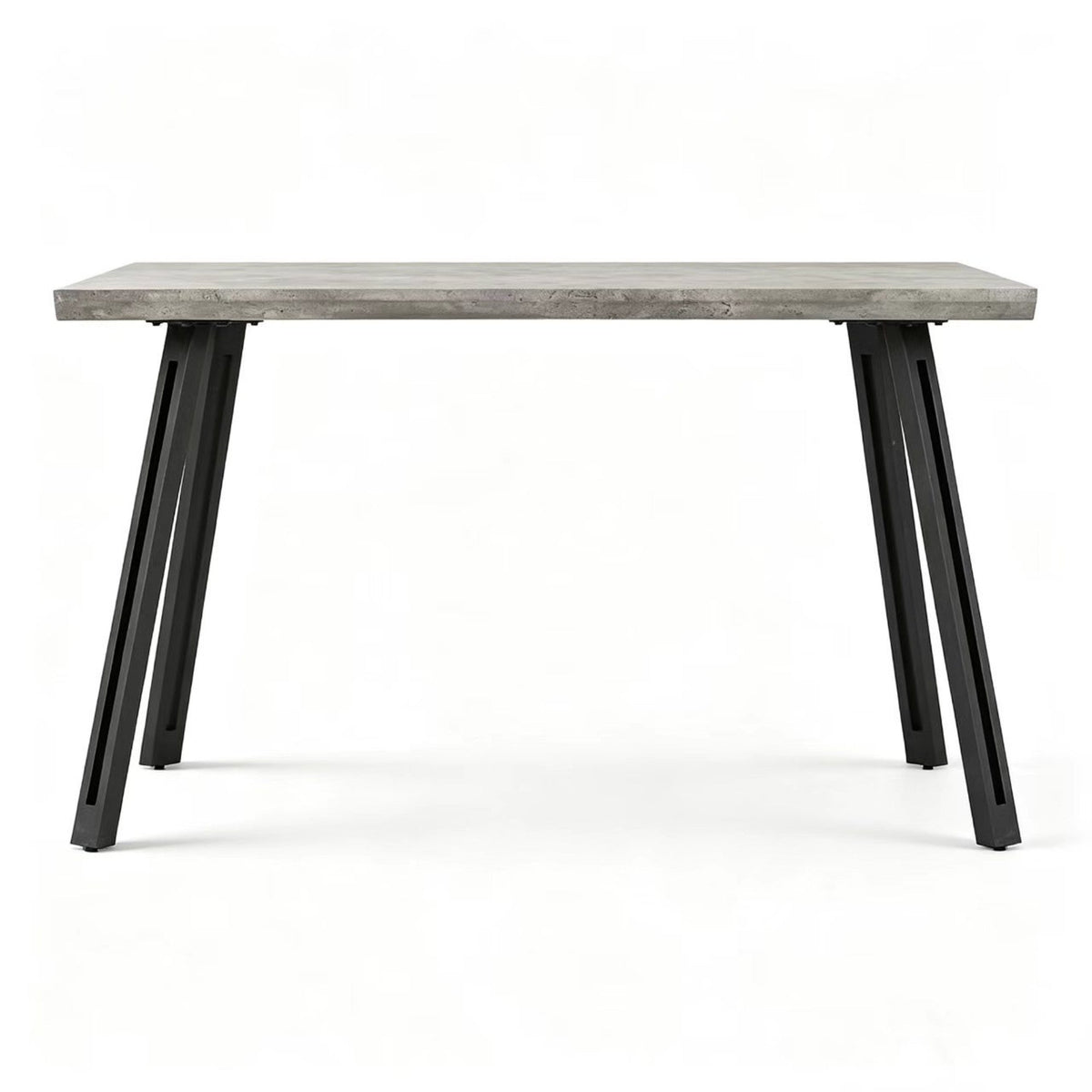 DT015-Rectangular Concrete‑Effect Dining Table with Black Metal Legs