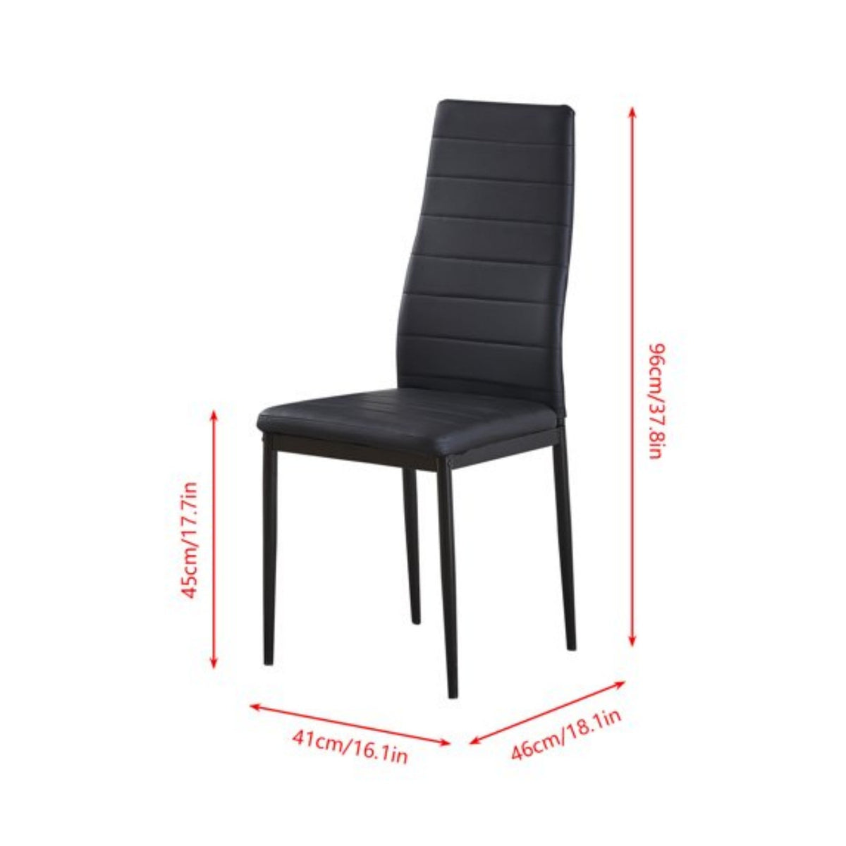 CH014-2PCS/CTN-Upholstered Striped High Back Kitchen Chair, Black Metal Leg Dining Chair